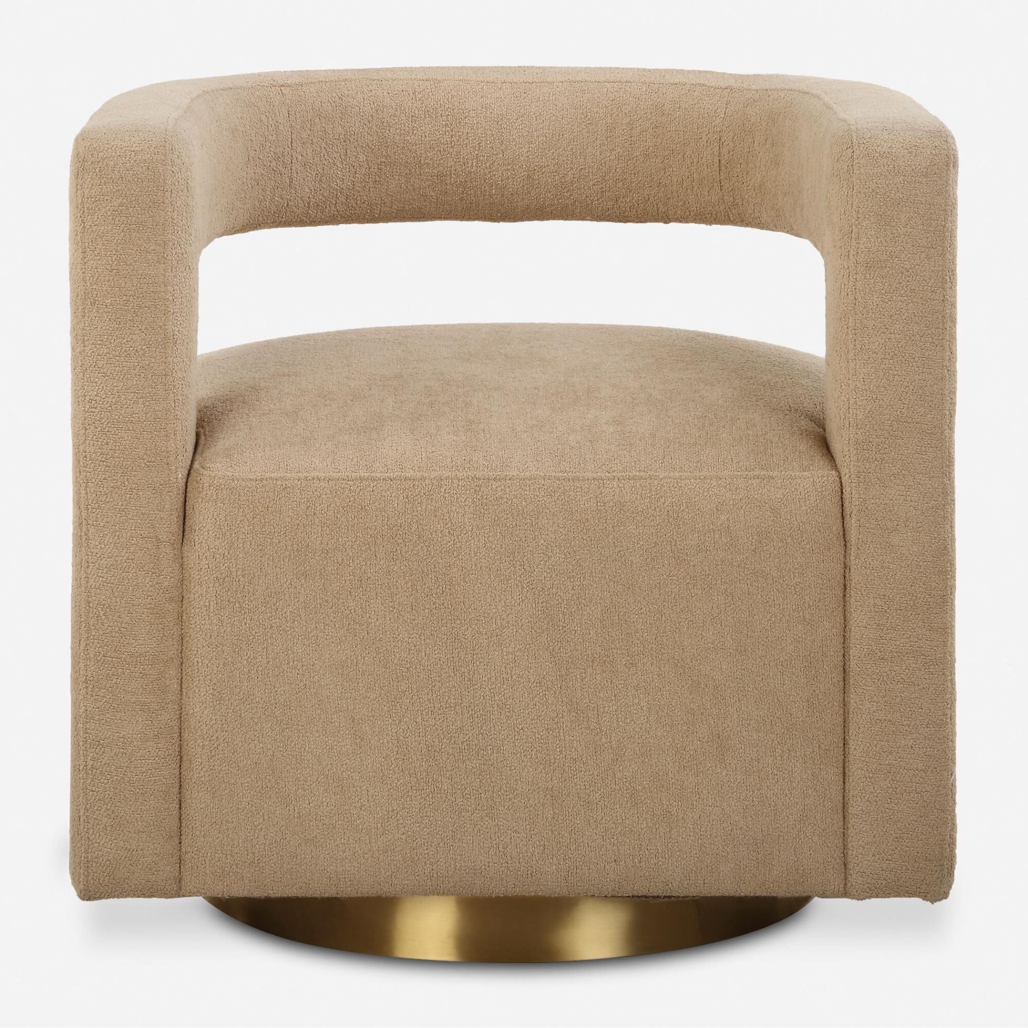 Shown in A Luxuriously Modern Style Created By The Floating Barrel Back Design, Upholstered In A Textured Bou finish