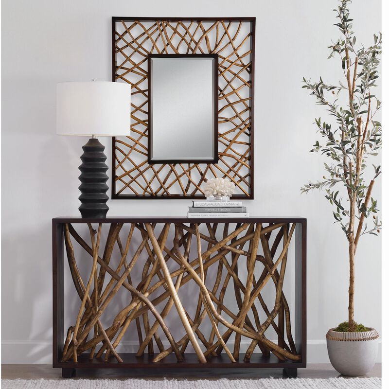 Osvaldo Mendoza Teak Maze Decorative Mirror by Uttermost