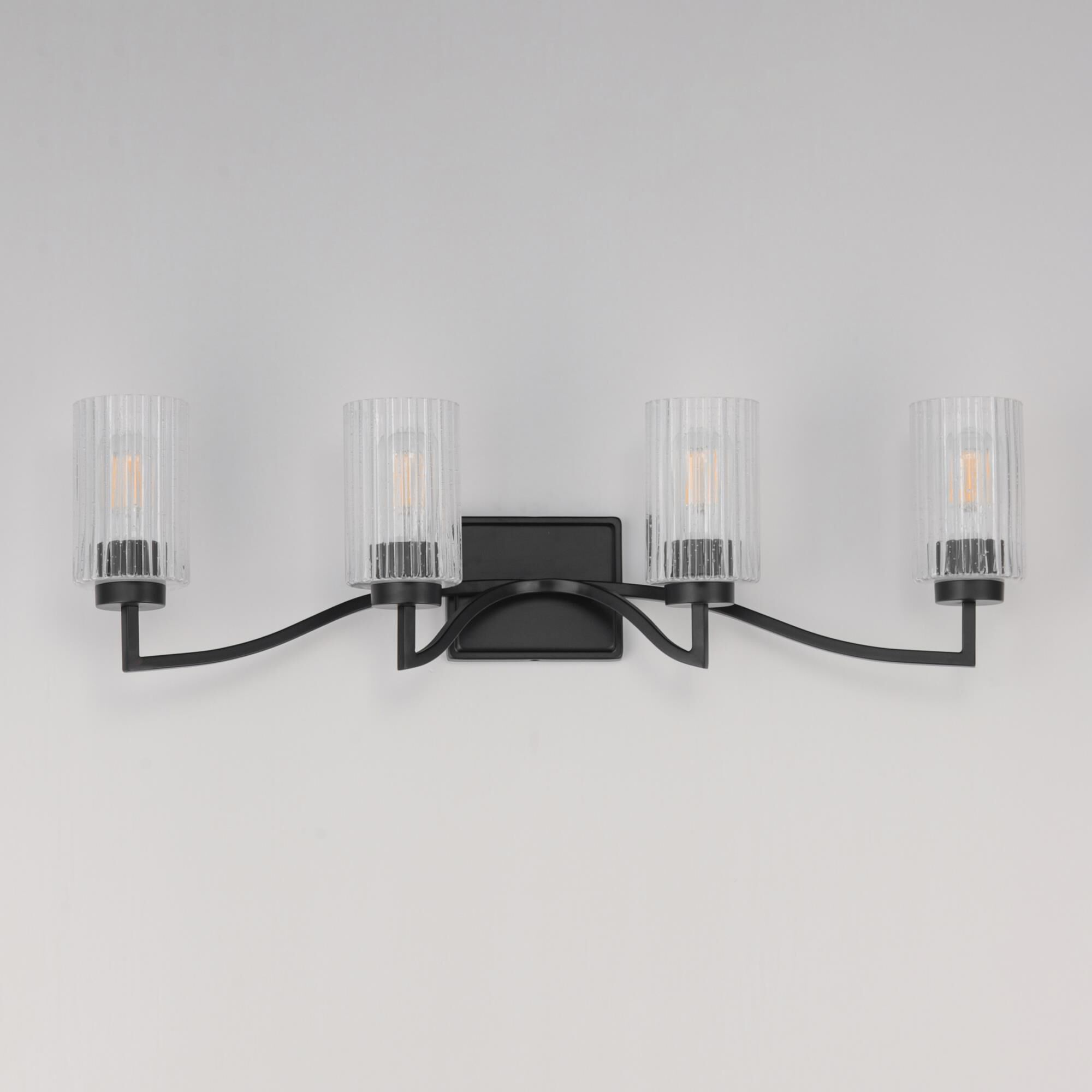 Shown in Black finish and Clear Ribbed glass and Glass shade