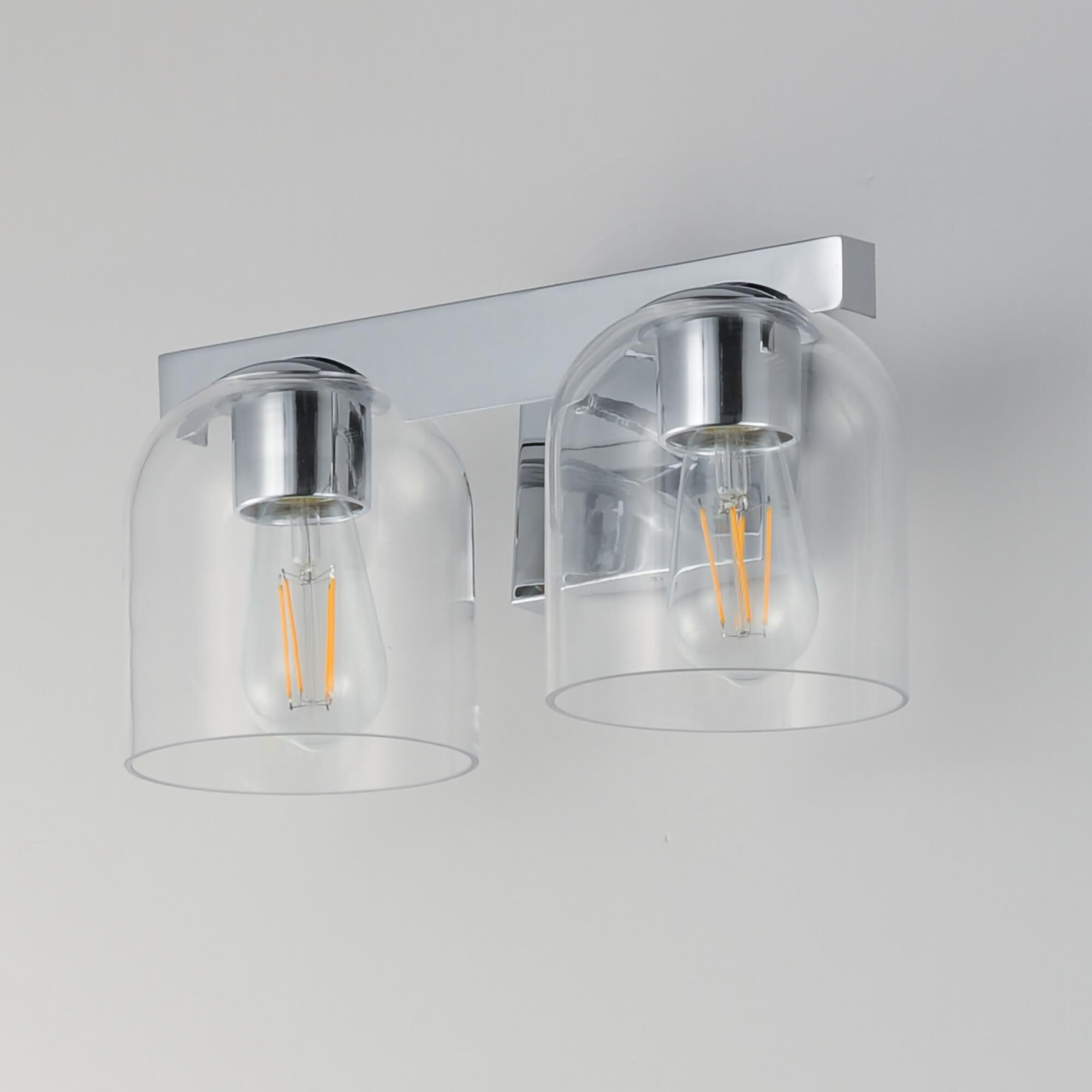 Shown in Polished Chrome finish and Clear glass and Glass shade