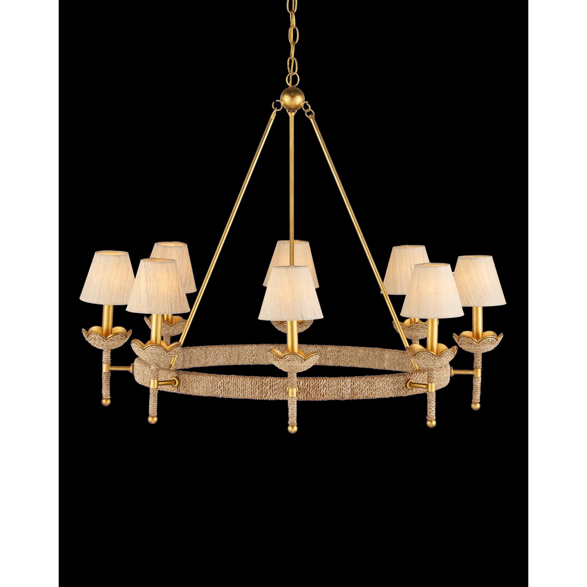 Shown in Natural, Contemporary Gold Leaf and Contemporary Gold finish and Natural Linen shade