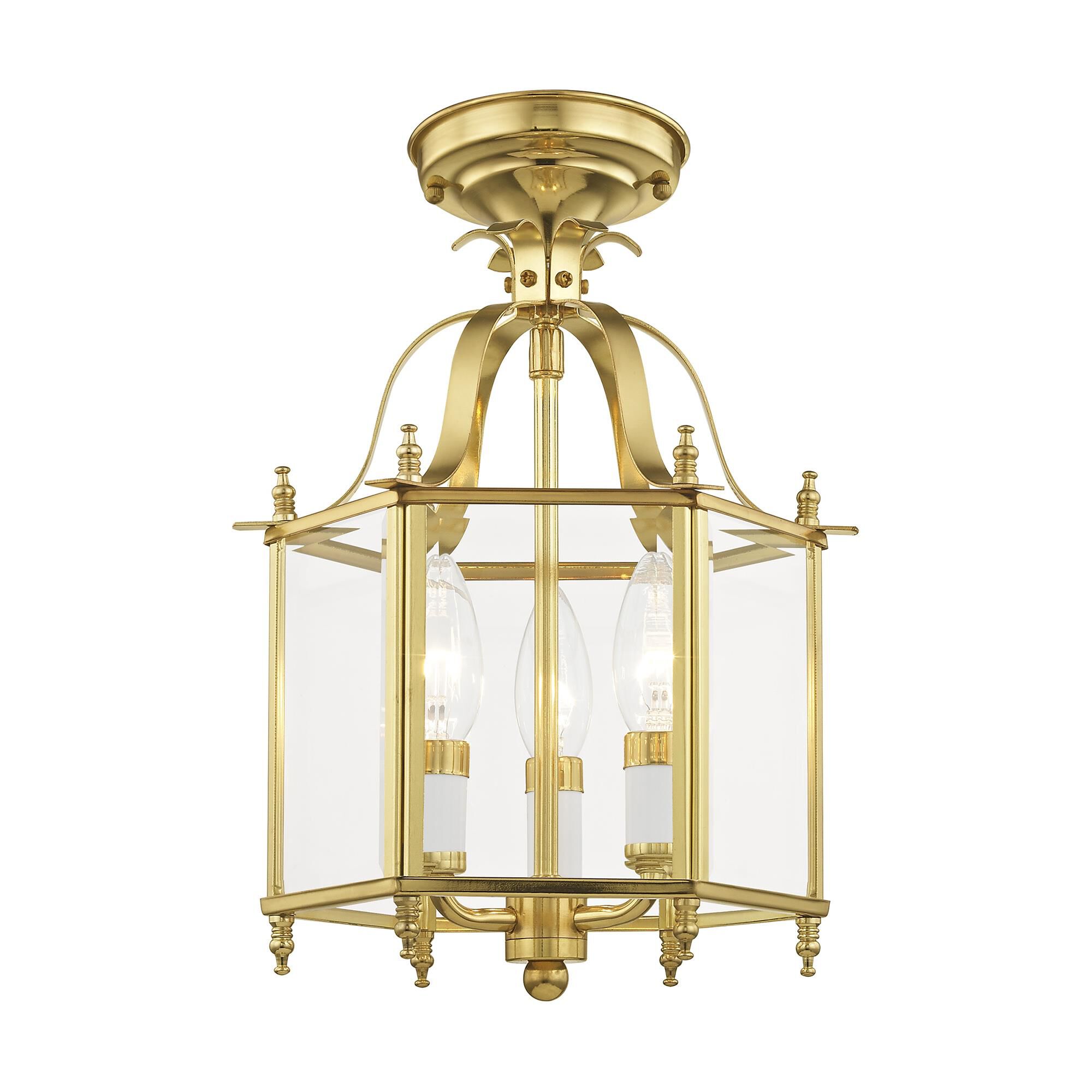 Shown in Polished Brass finish and Clear Beveled glass