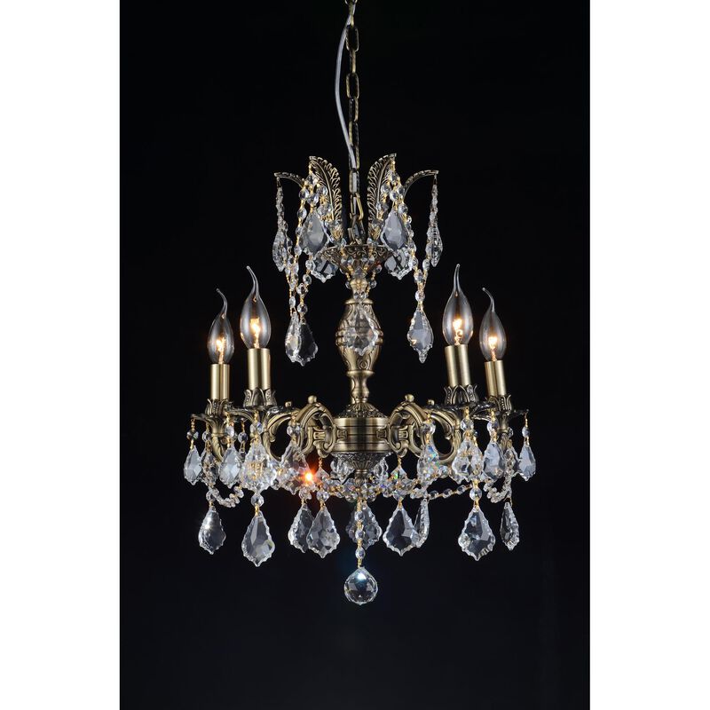 Brass 18 Inch 5 Light Mini Chandelier by CWI Lighting