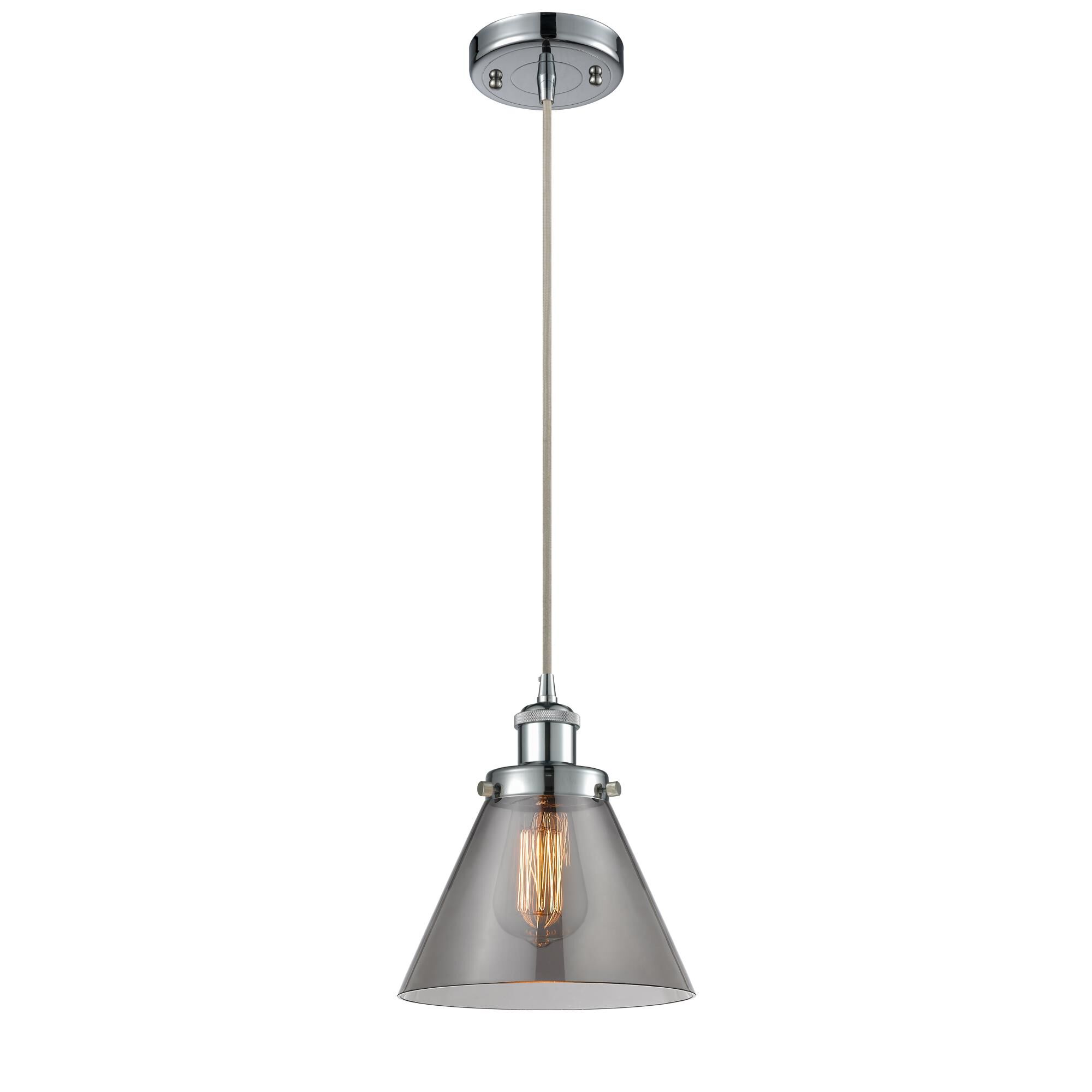 Shown in Polished Chrome finish and Cone glass and Glass shade