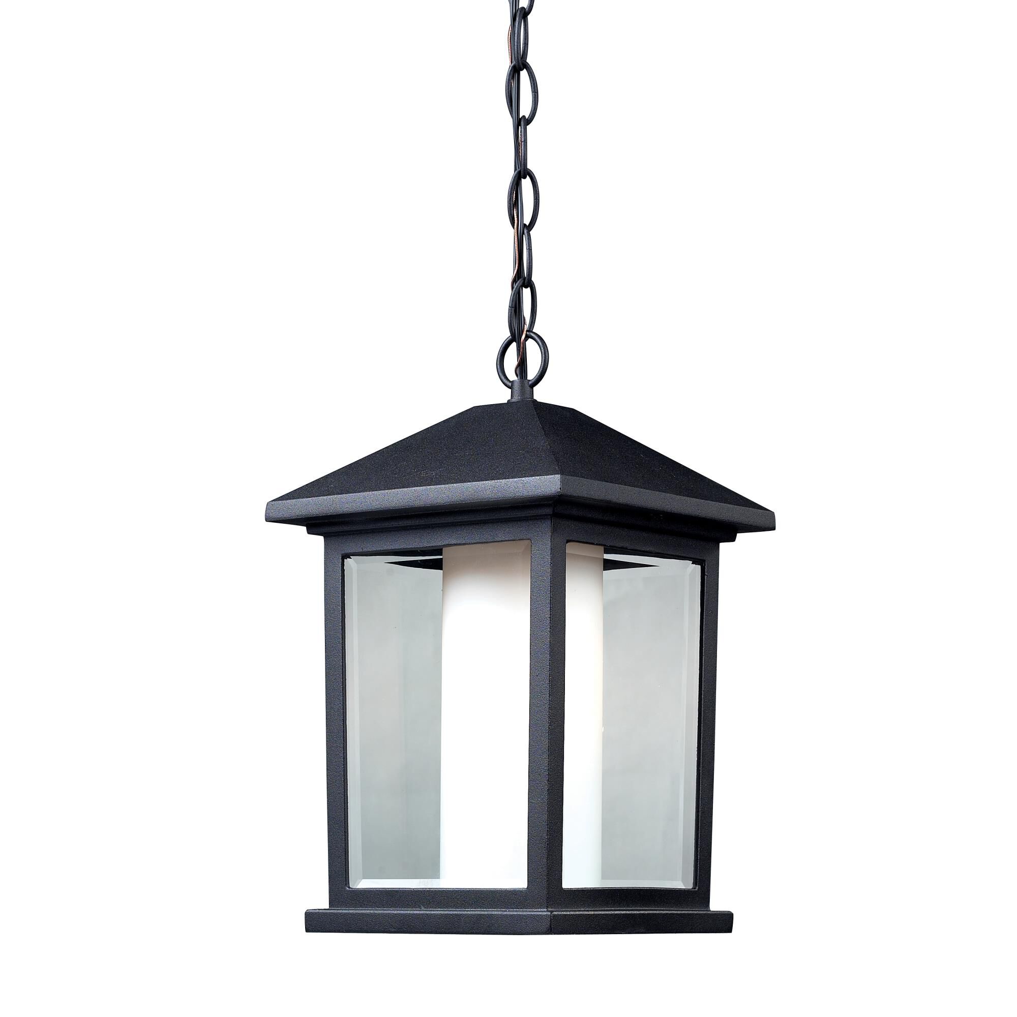 Shown in Black finish and Glass shade