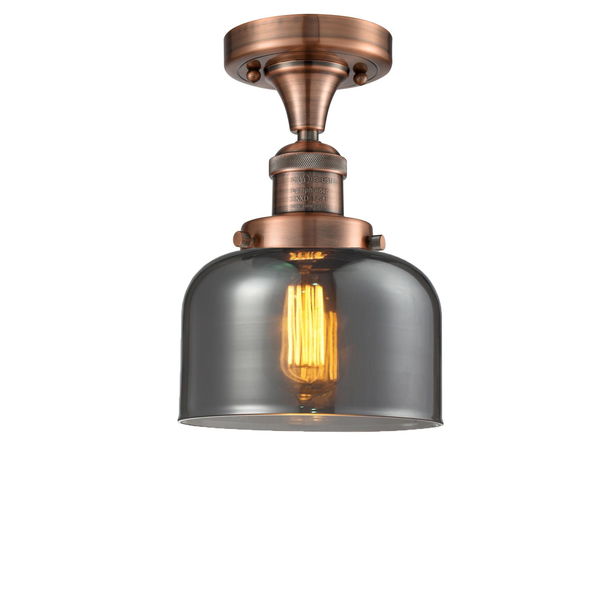 Shown in Antique Copper finish and Plated Smoked glass