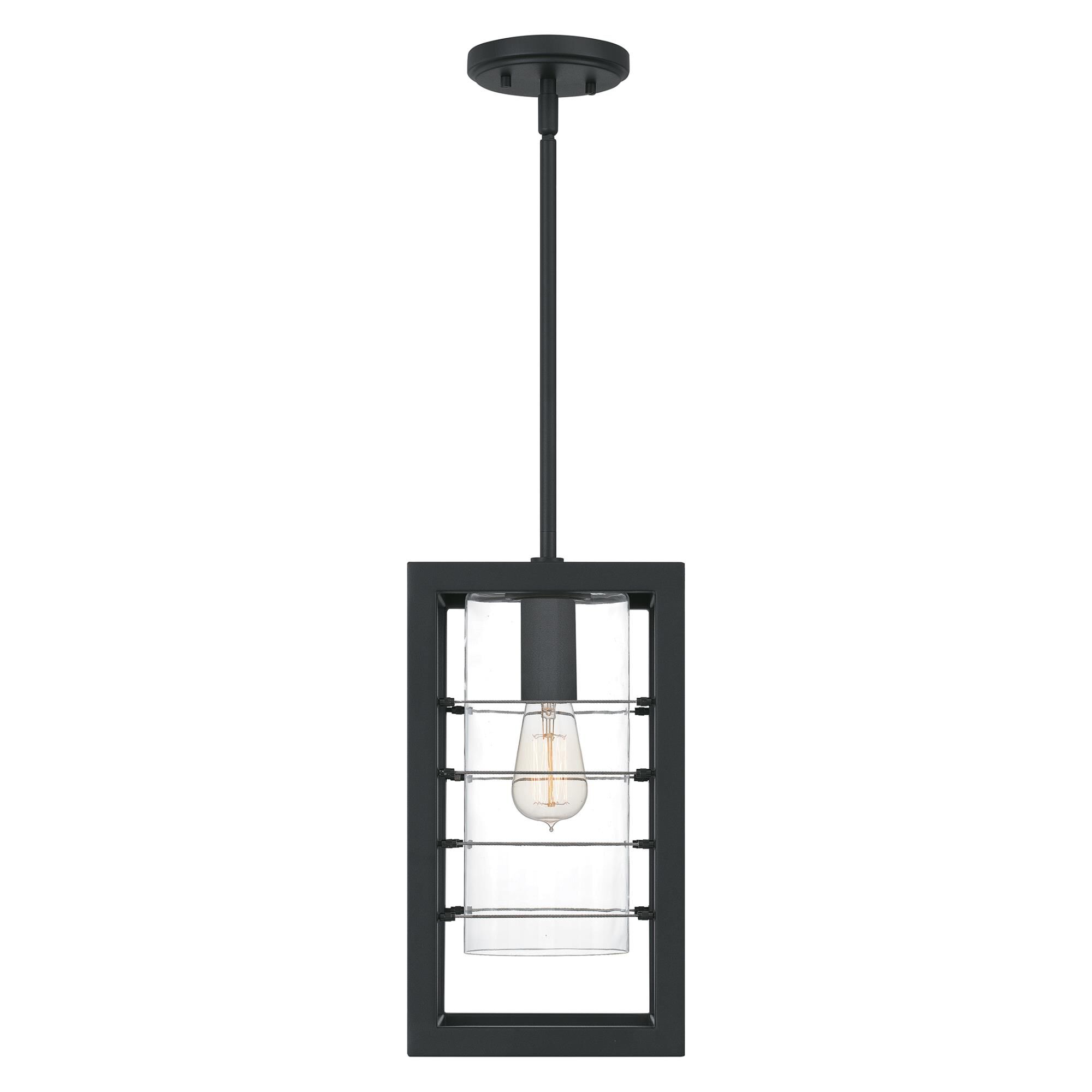 Shown in Earth Black finish and Clear Glass shade