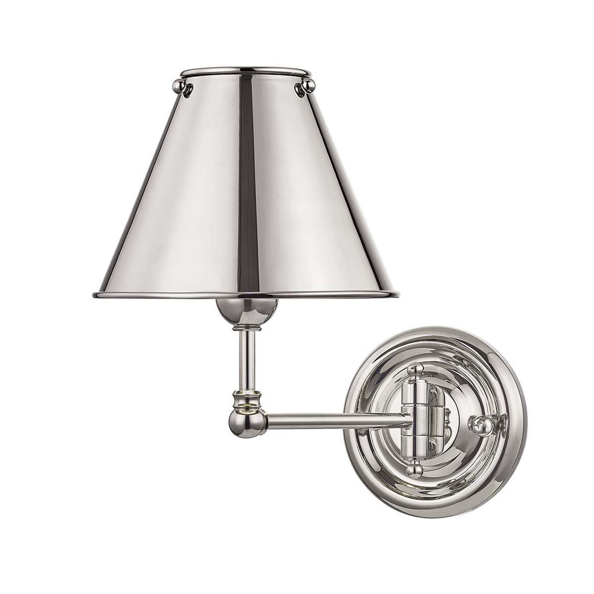 Shown in Polished Nickel finish and Off White Silk shade