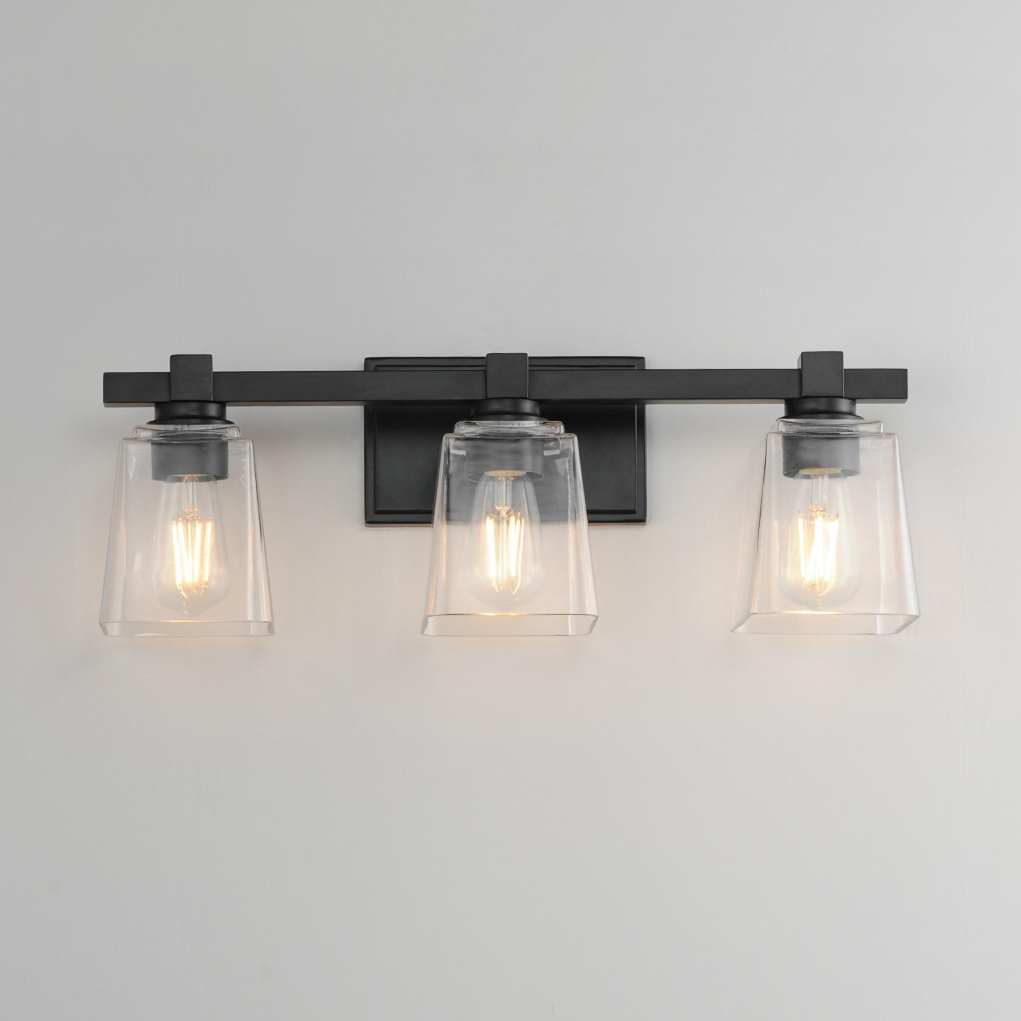 Shown in Black finish and Clear glass and Glass shade