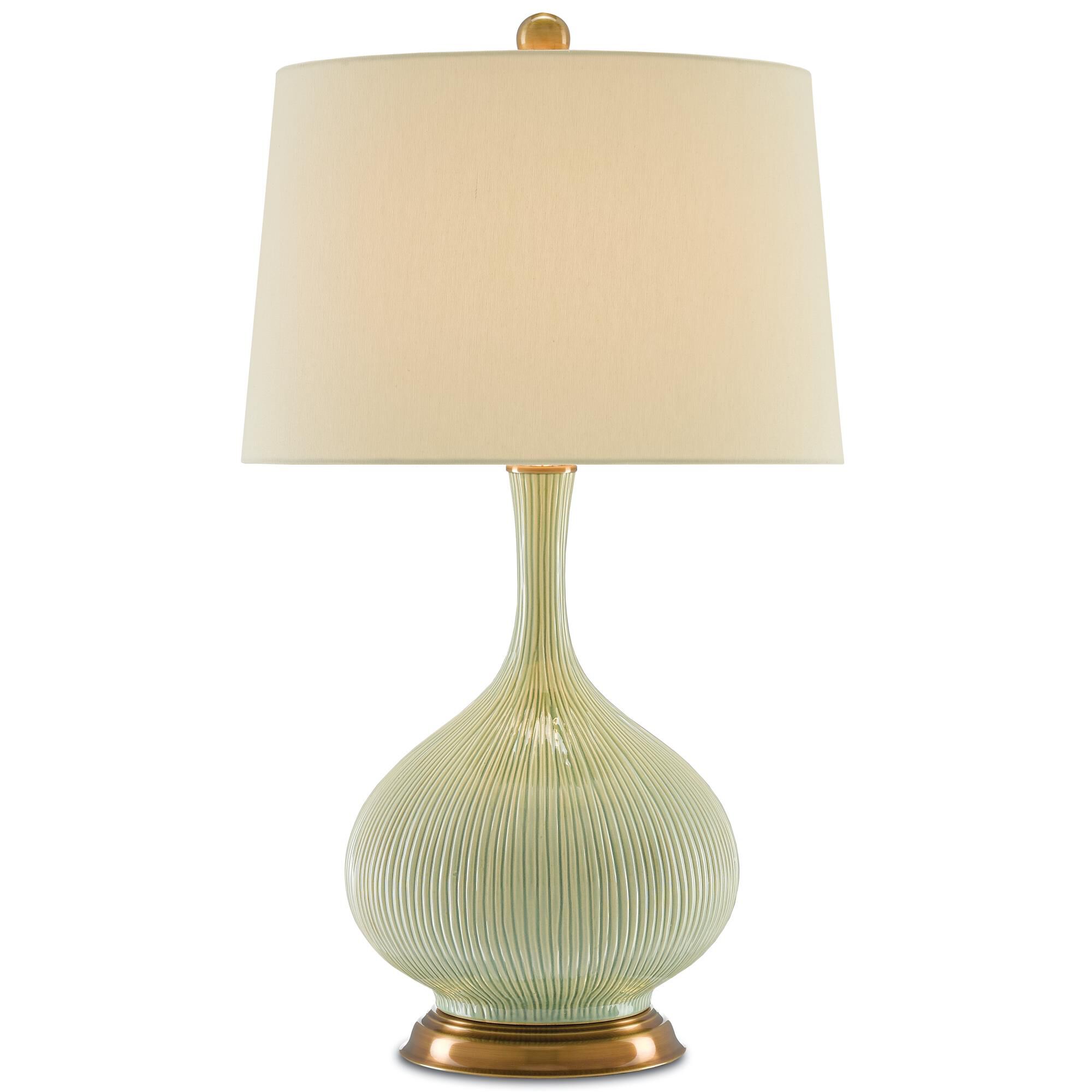 Shown in Grass Green/Antique Brass finish and Included shade