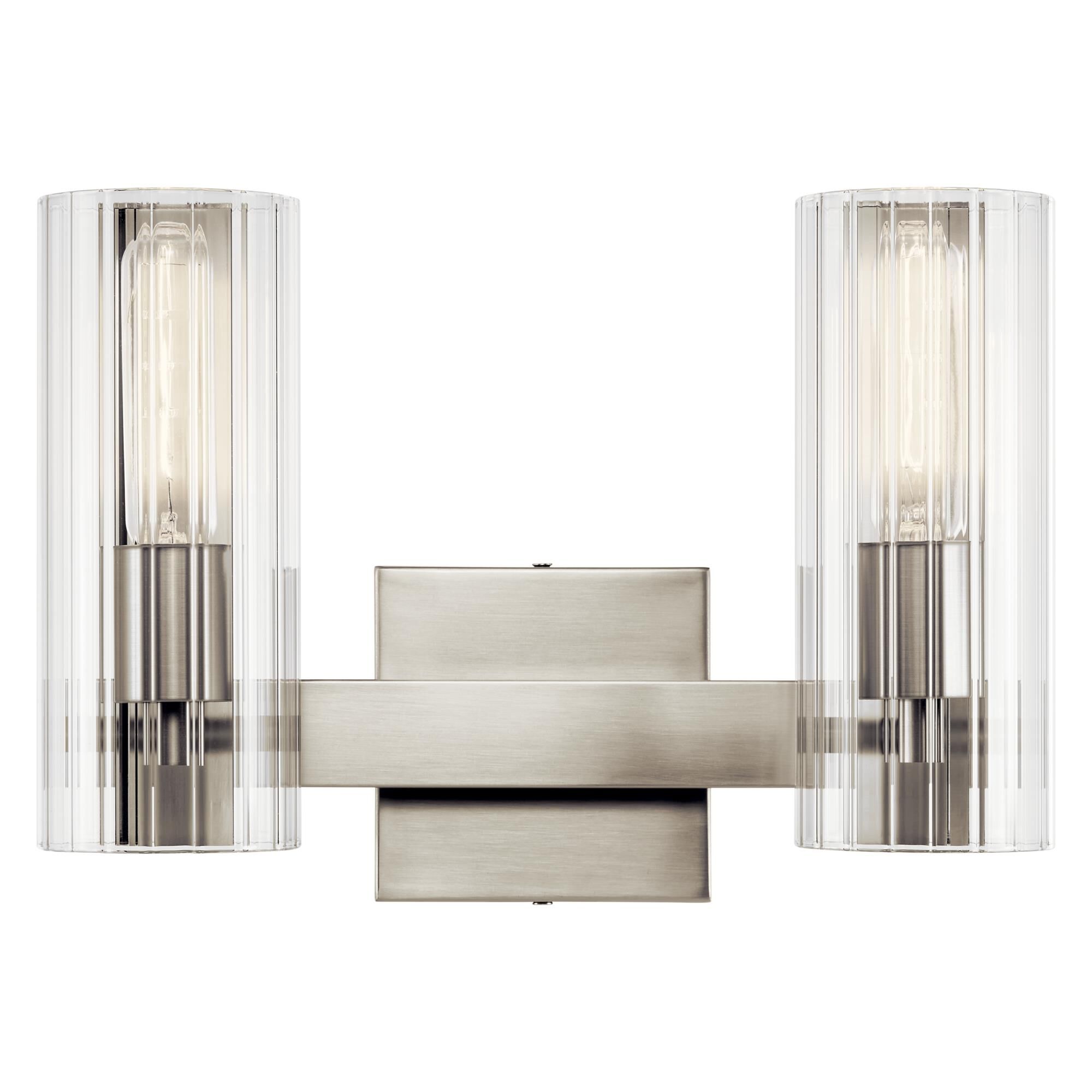 Shown in Brushed Nickel finish and Clear Fluted glass