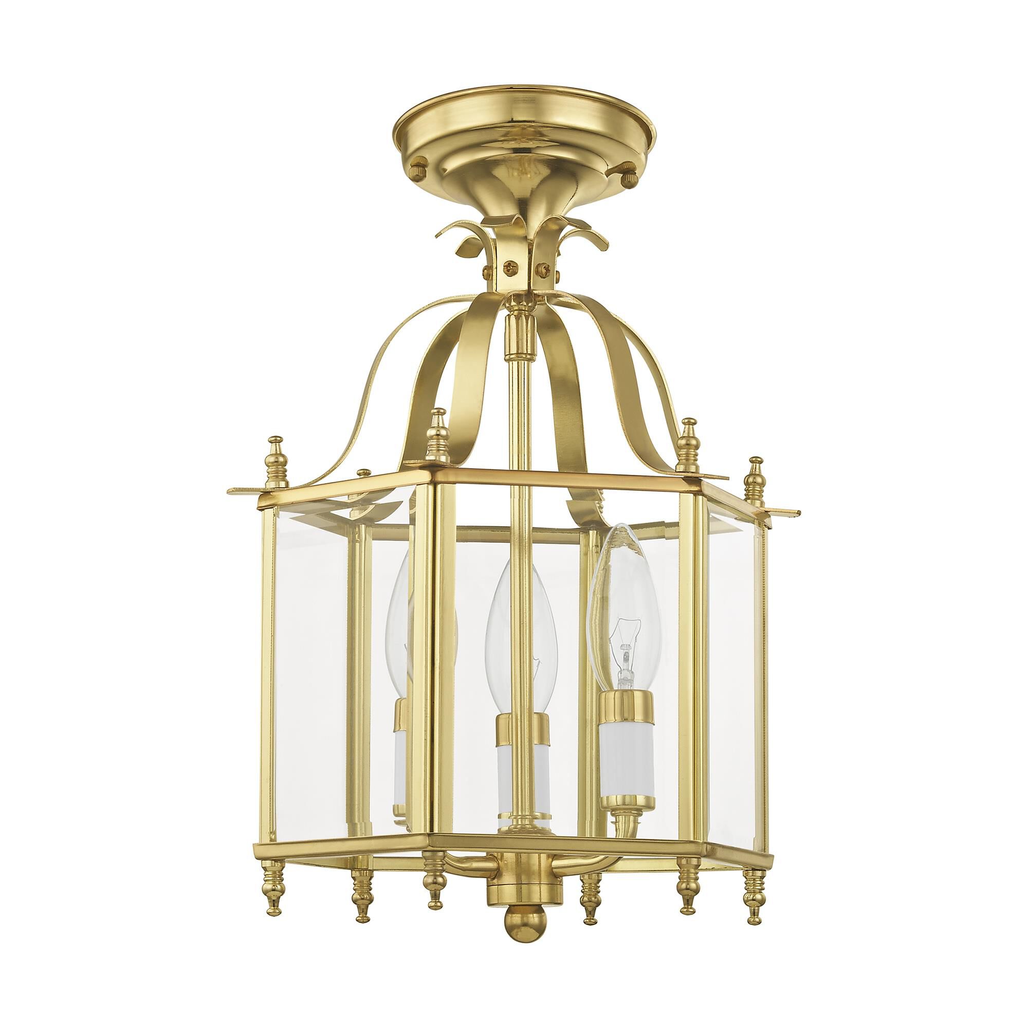 Shown in Polished Brass finish and Clear Beveled glass