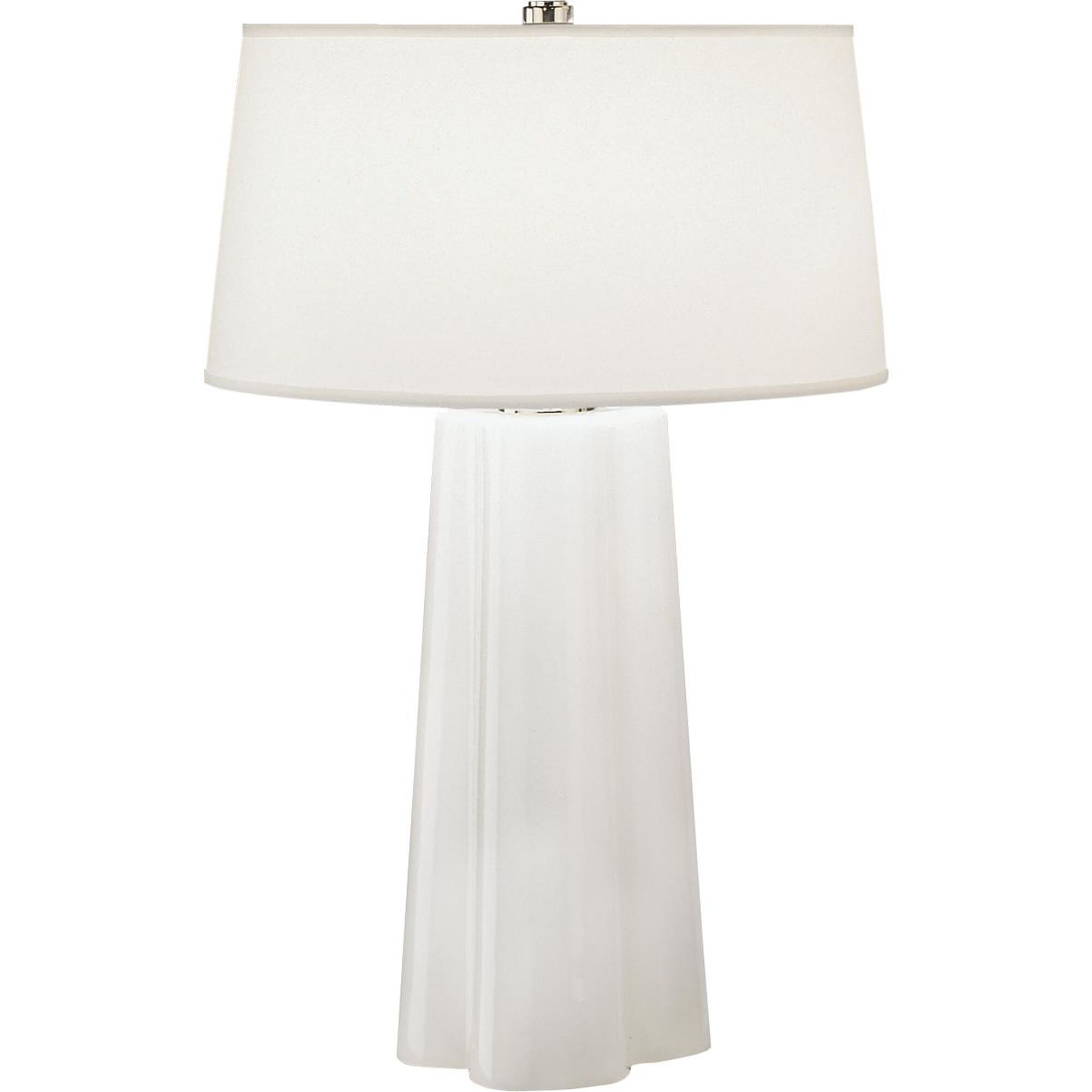 Shown in White Cased Glass With Polished Nickel Accents finish and Translucent White Mont Blanc Parchment shade