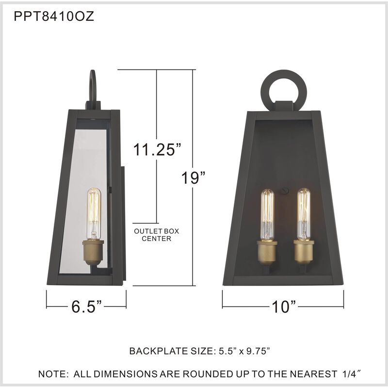 Poplar Point 19 Inch Tall 2 Light Outdoor Wall Light by Quoizel