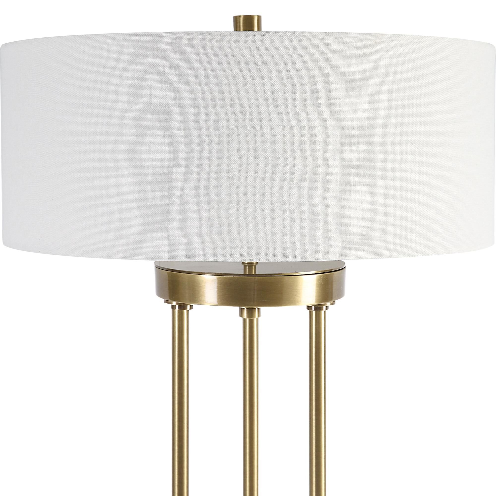 Shown in Sophisticated And Timeless, This Table Lamp Showcases An Updated Traditional Feel With Solid Iron Ro finish and Round Hardback Drum shade