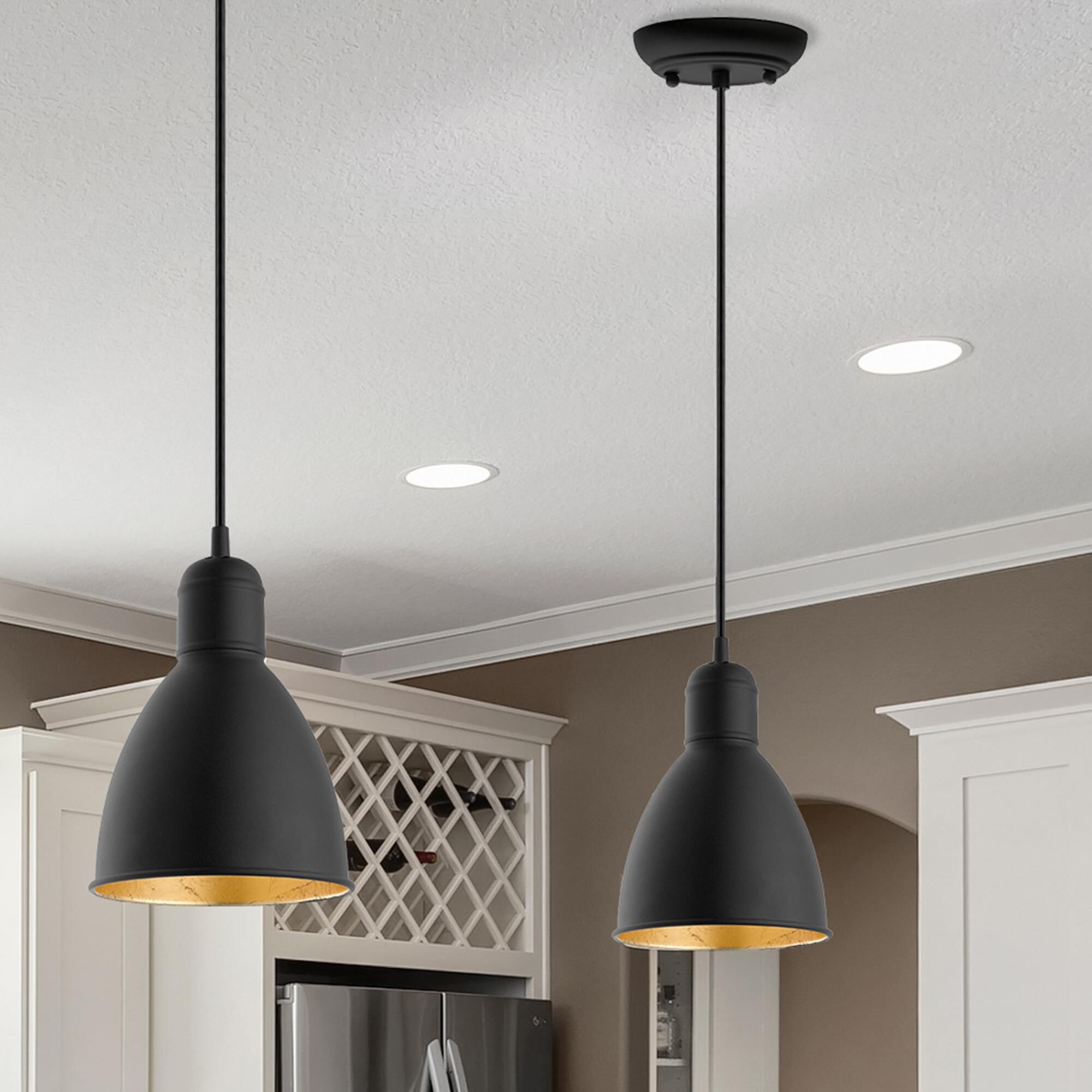 Shown in Black - Gold finish and Metal shade and Cable-Rod Color: Black accent