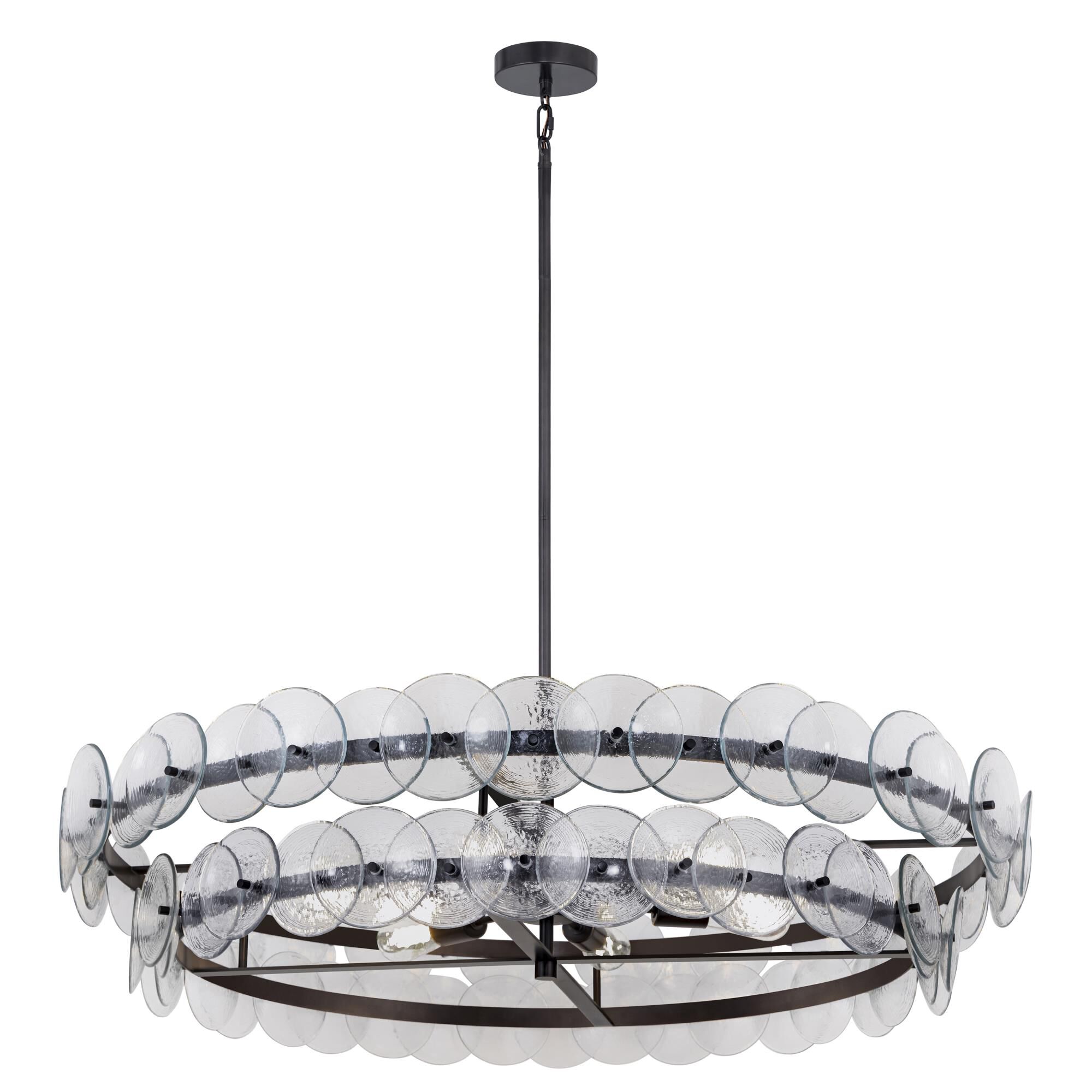 Shown in Gunmetal finish and Textured Clear glass and Recycled Glass shade