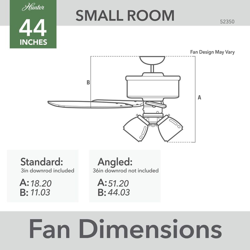 Crystal Peak 44 Inch Ceiling Fan with Light Kit by Hunter Fan - Clearance