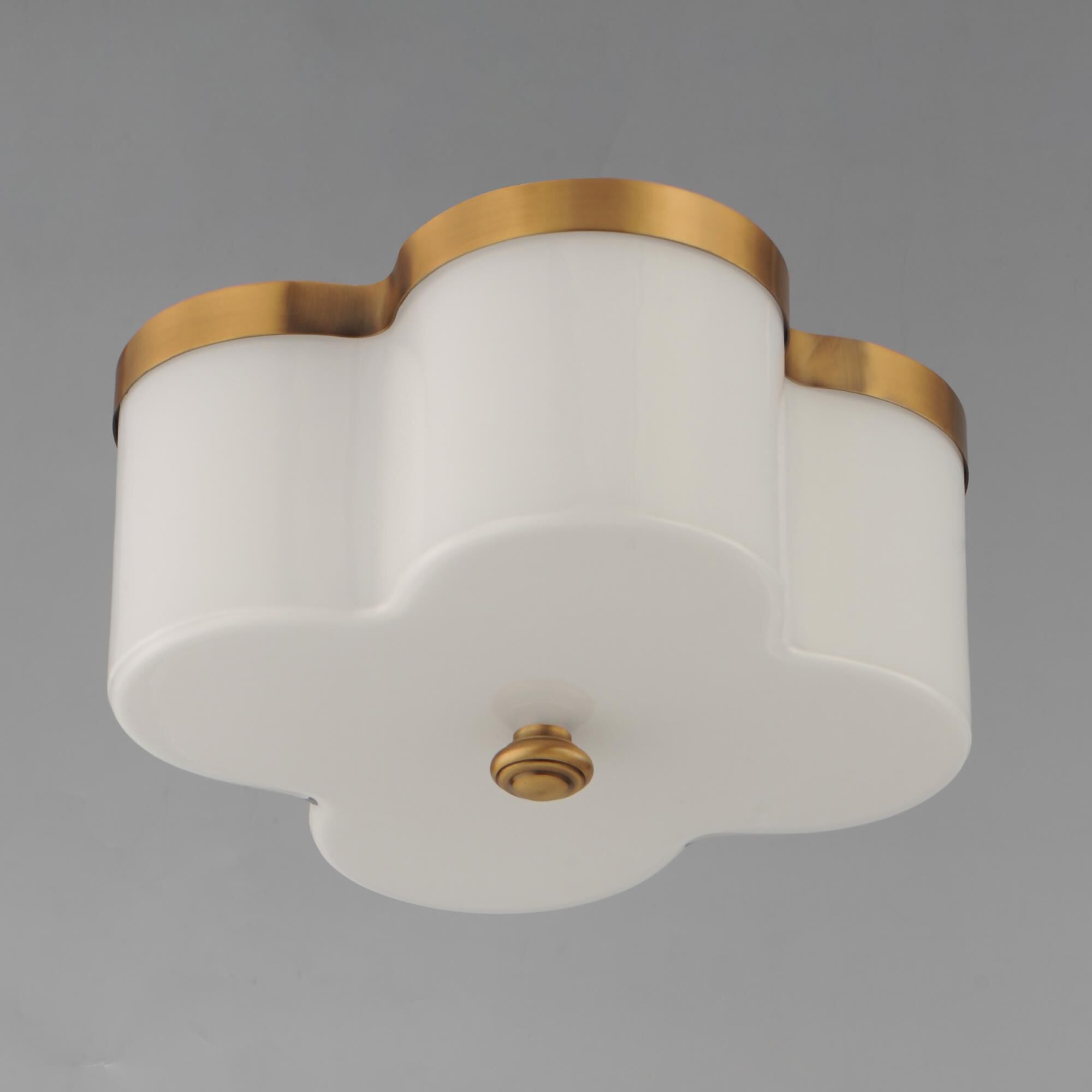 Shown in Natural Aged Brass finish and White glass and Glass shade