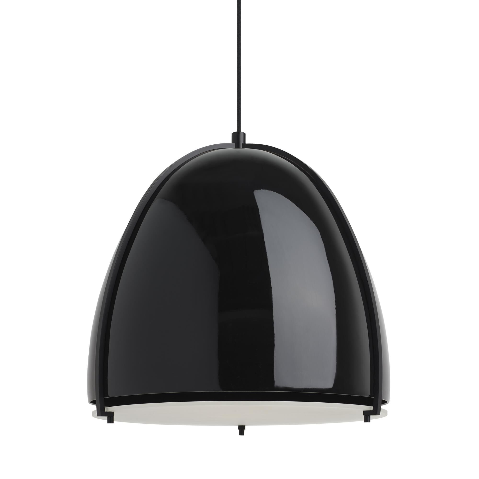 Shown in Gloss Black/Matte Black  finish and Gloss Black glass and Fiberglass shade and 120 Volt accent