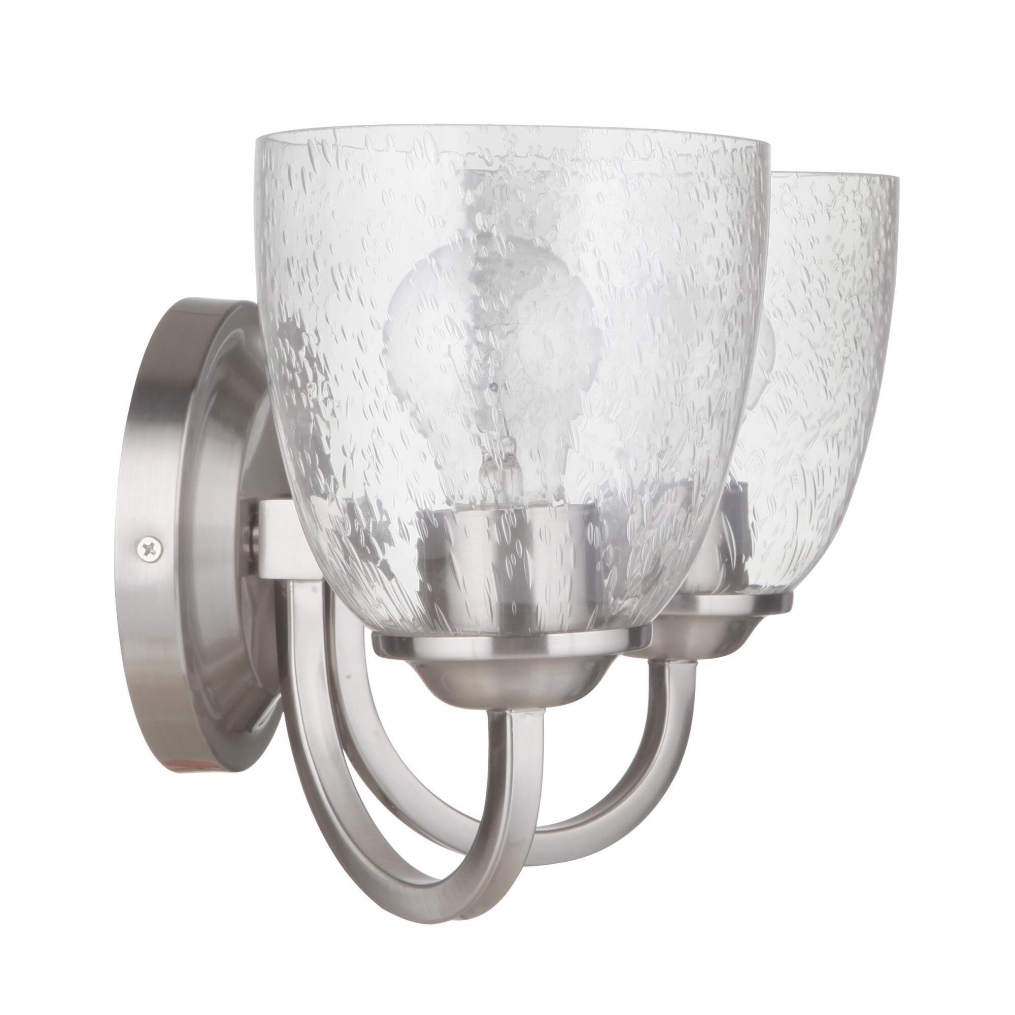 Shown in Brushed Polished Nickel finish and Clear Seeded glass and Glass shade