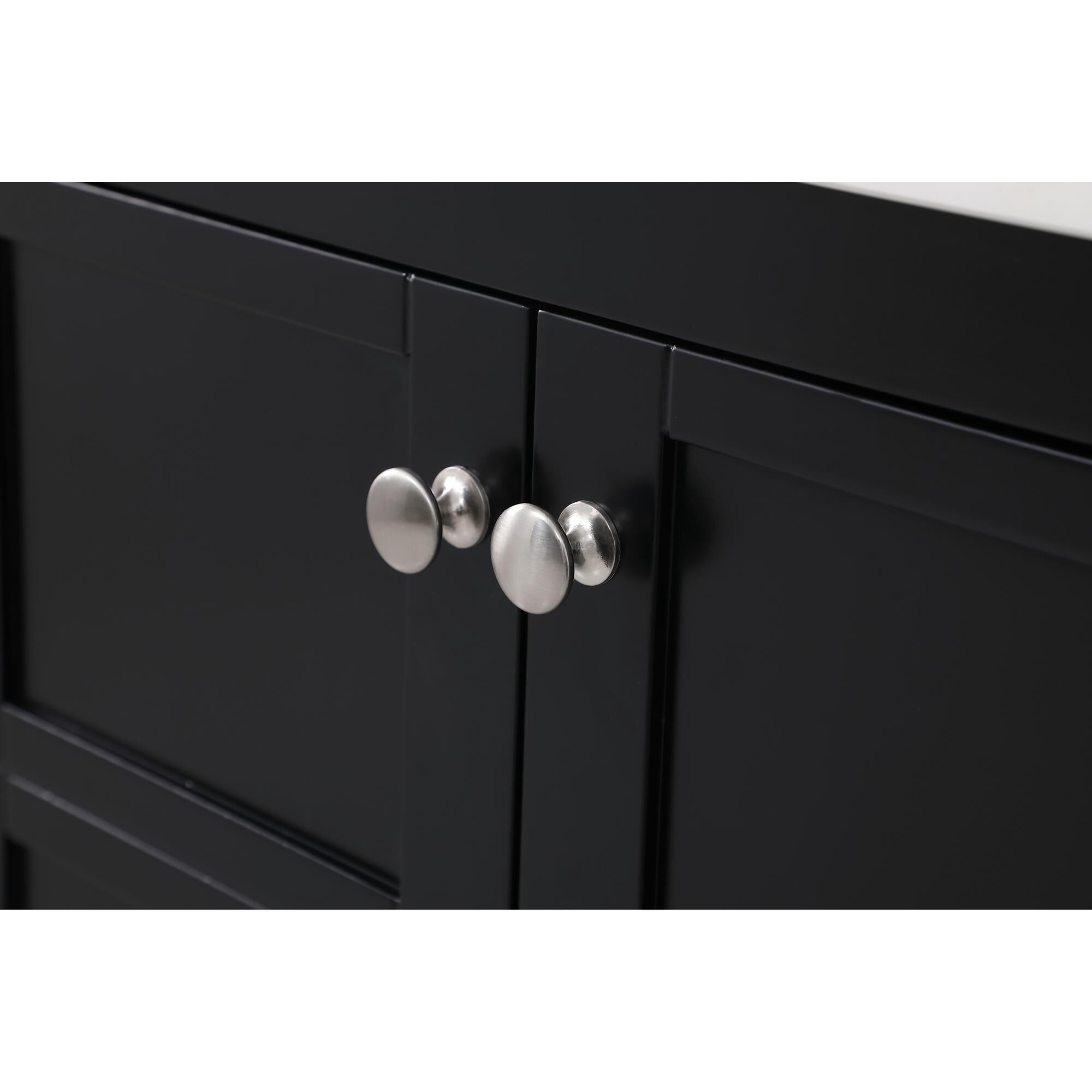 Shown in Black And Brushed Nickel With Calacatta Quartz finish