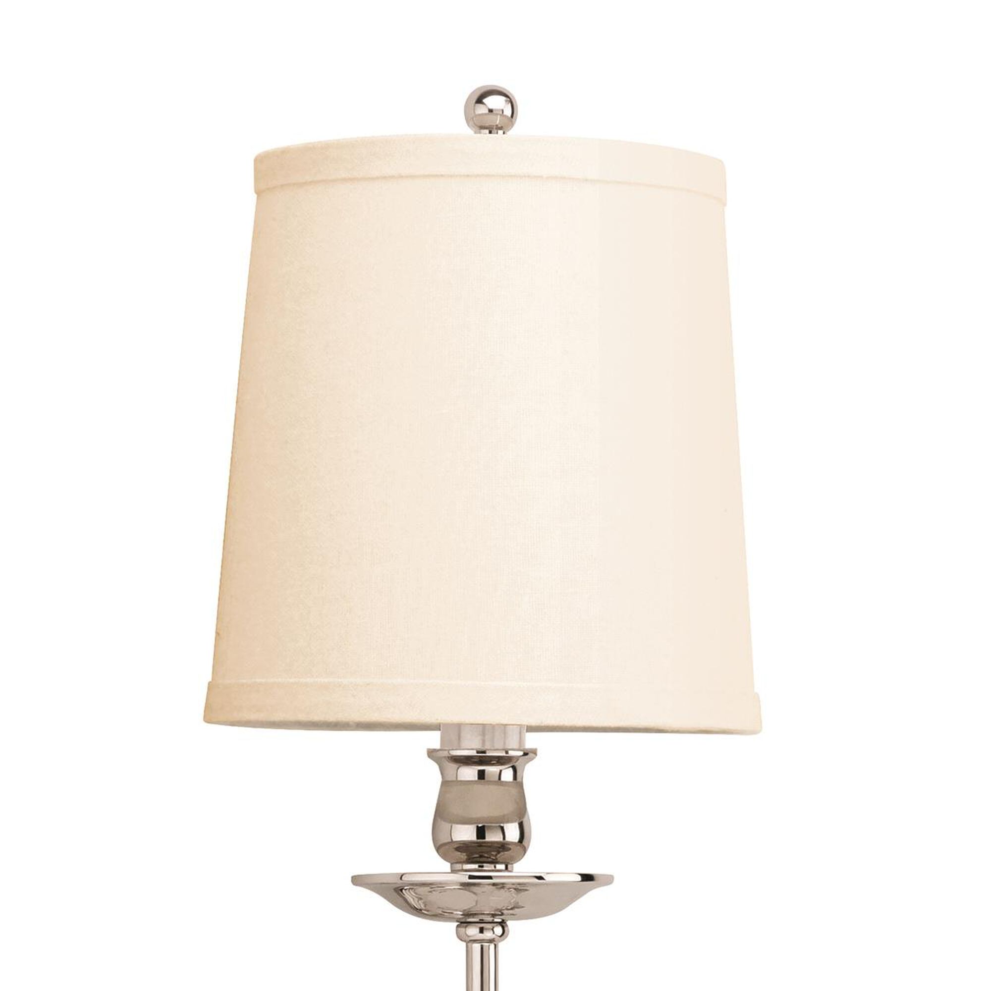 Shown in Polished Nickel finish and Off White Linen shade