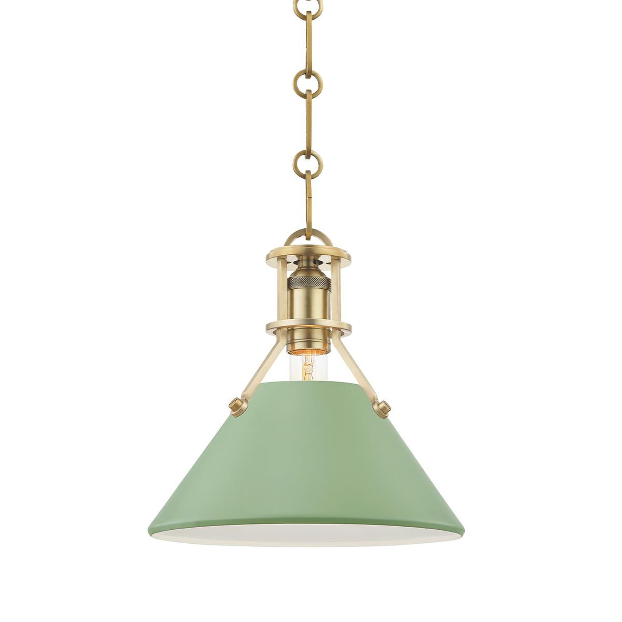 Shown in Aged Brass/Leaf Green finish and Leaf Green Steel shade