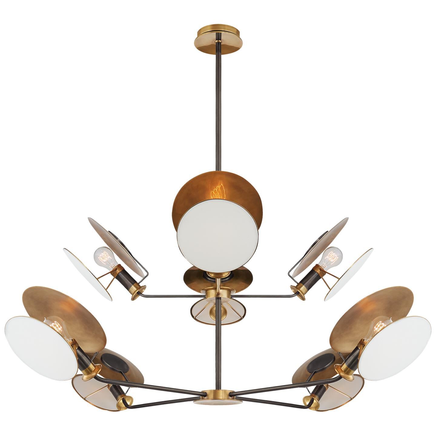 Shown in Bronze and Hand-Rubbed Antique Brass finish and Linen shade