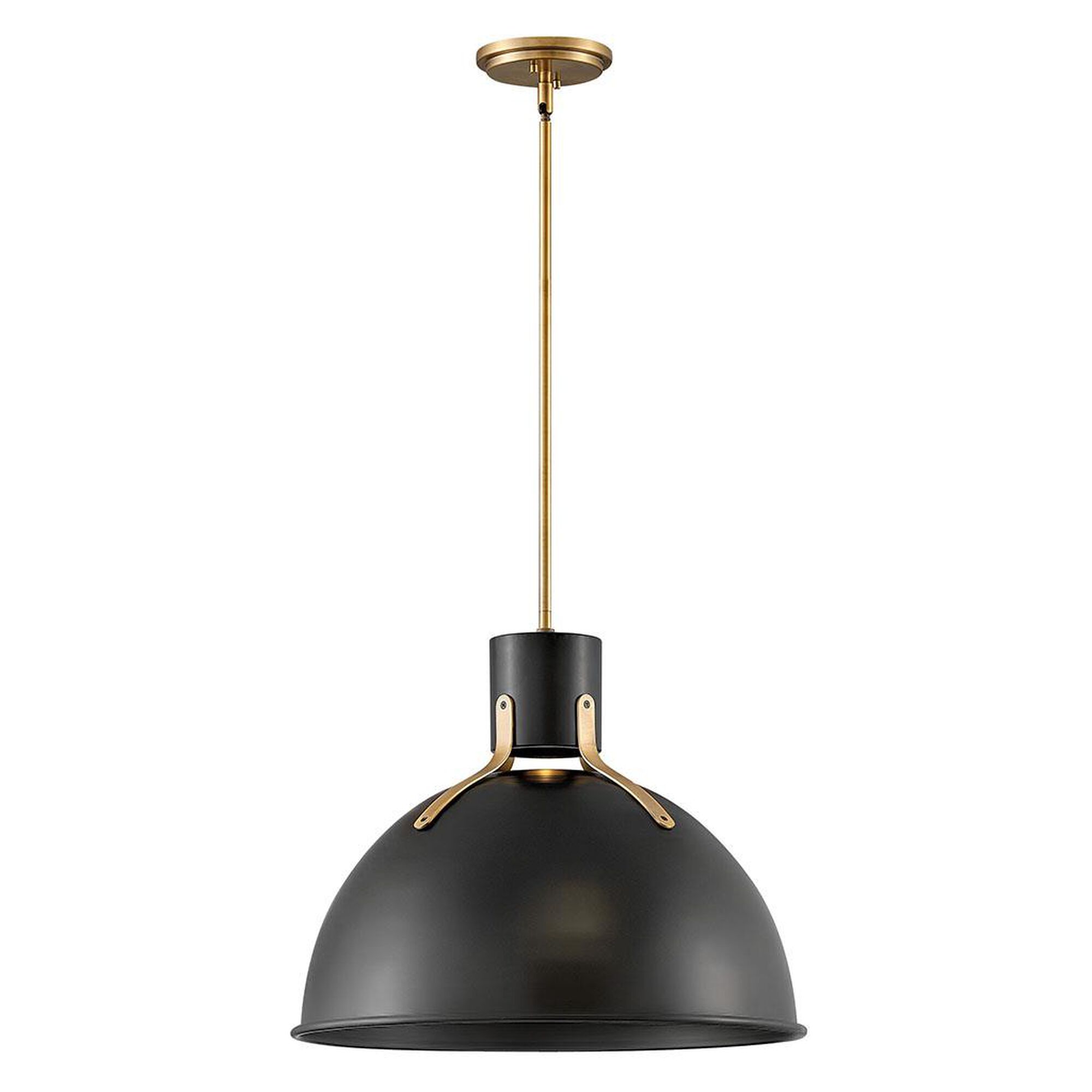 Shown in Satin Black finish and Metal shade and Lacquered Brass accent