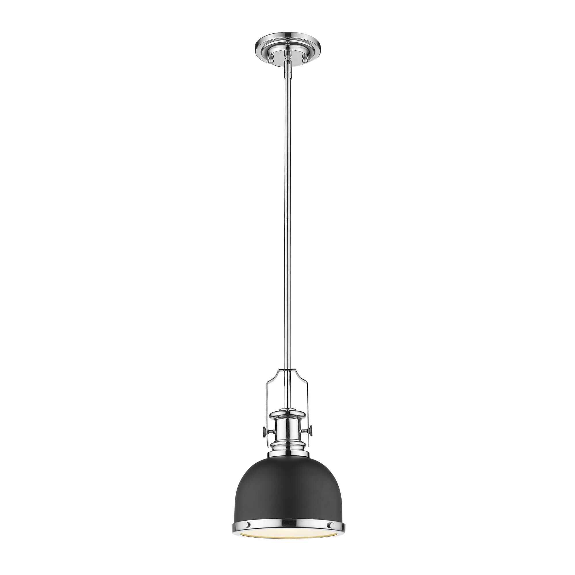 Shown in Matte Black + Chrome finish and Metal + glass and Metal + Glass shade