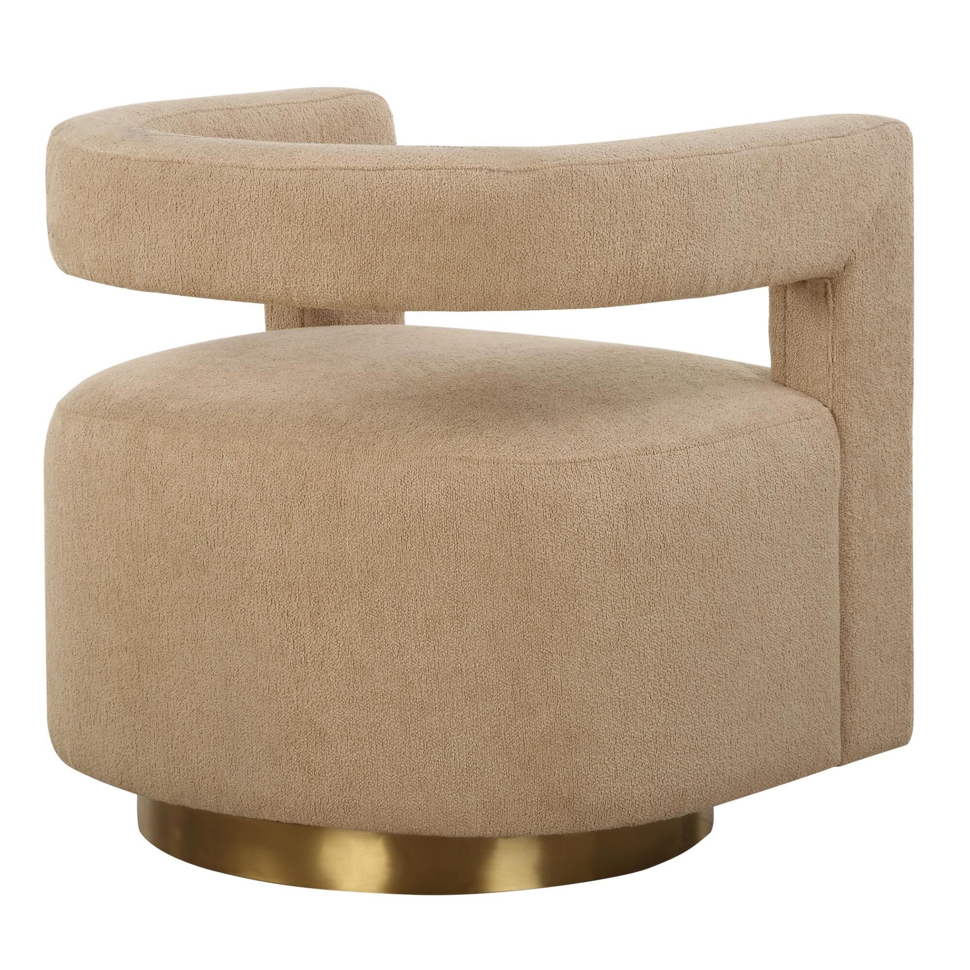 Shown in A Luxuriously Modern Style Created By The Floating Barrel Back Design, Upholstered In A Textured Bou finish