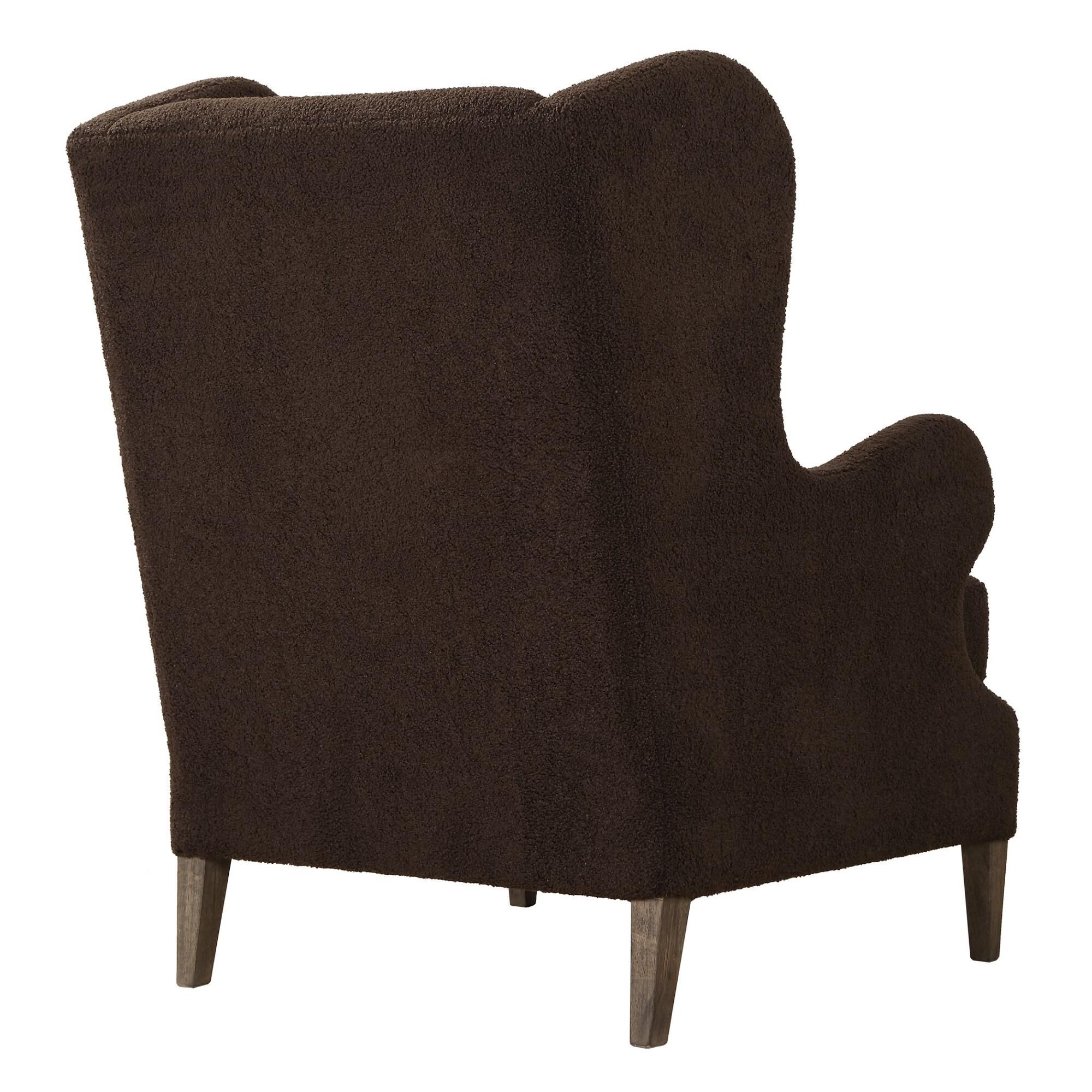 Shown in A Classic Wingback Chair With A Modern Twist. Dramatic Curved Lines Are Accentuated By The Rich Choc finish