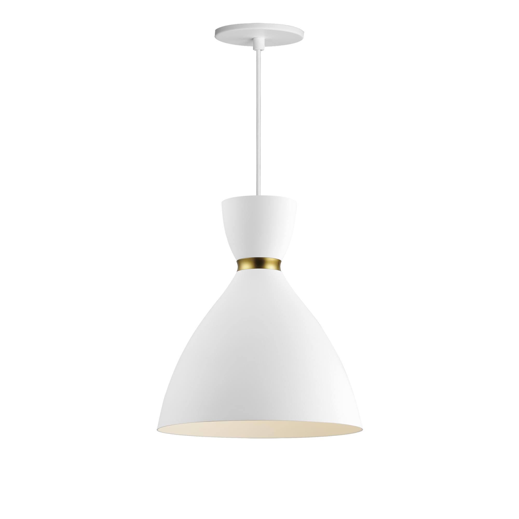 Shown in White/Satin Brass finish and Alumimum shade