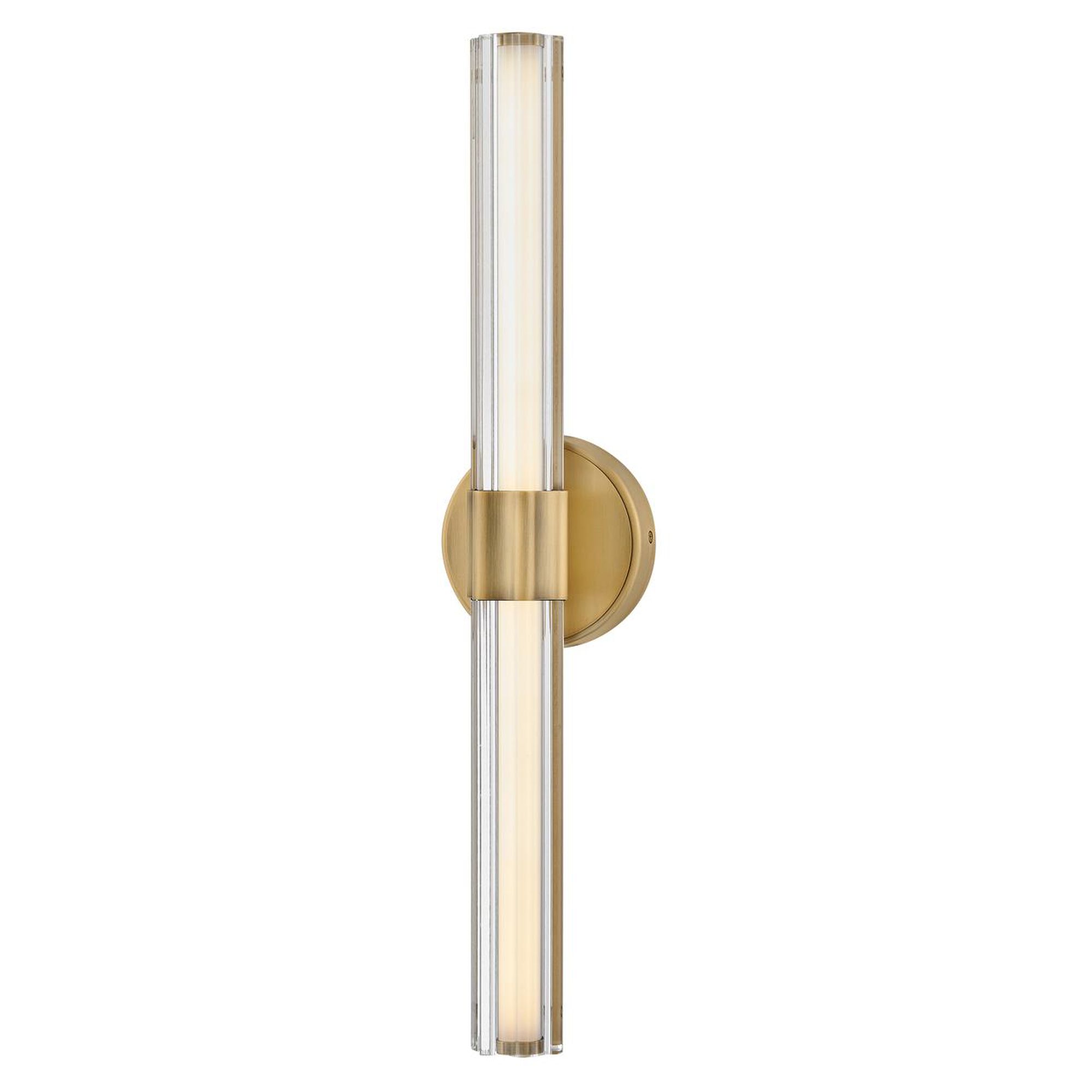 Shown in Lacquered Brass finish and Clear Fluted Crystal glass