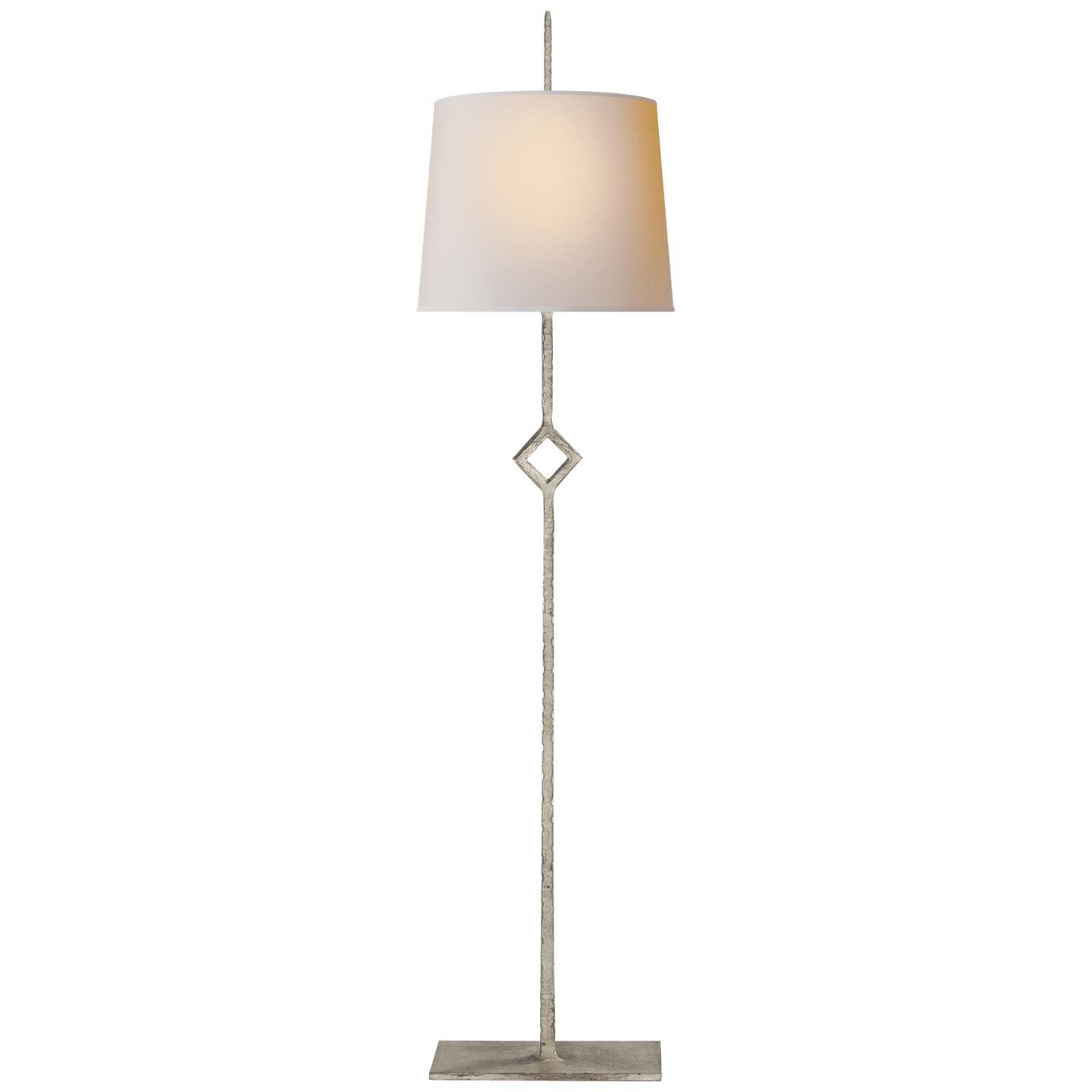 Shown in Burnished Silver Leaf finish and Natural Paper shade