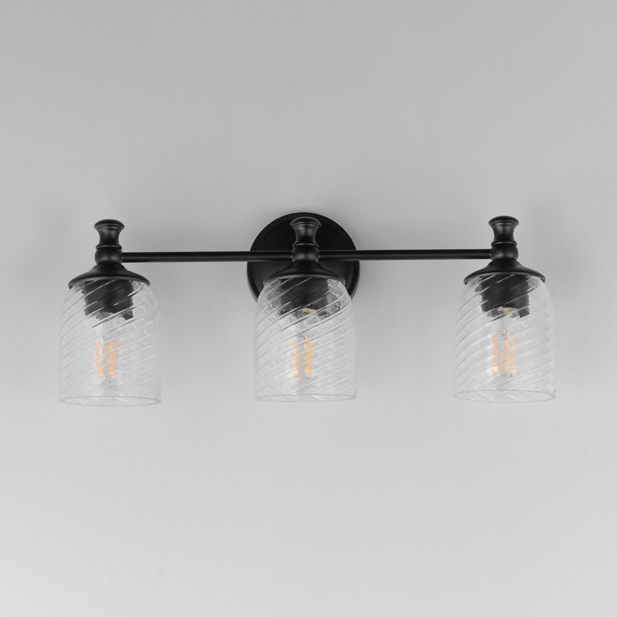 Shown in Black finish and Clear Ribbed glass and Glass shade