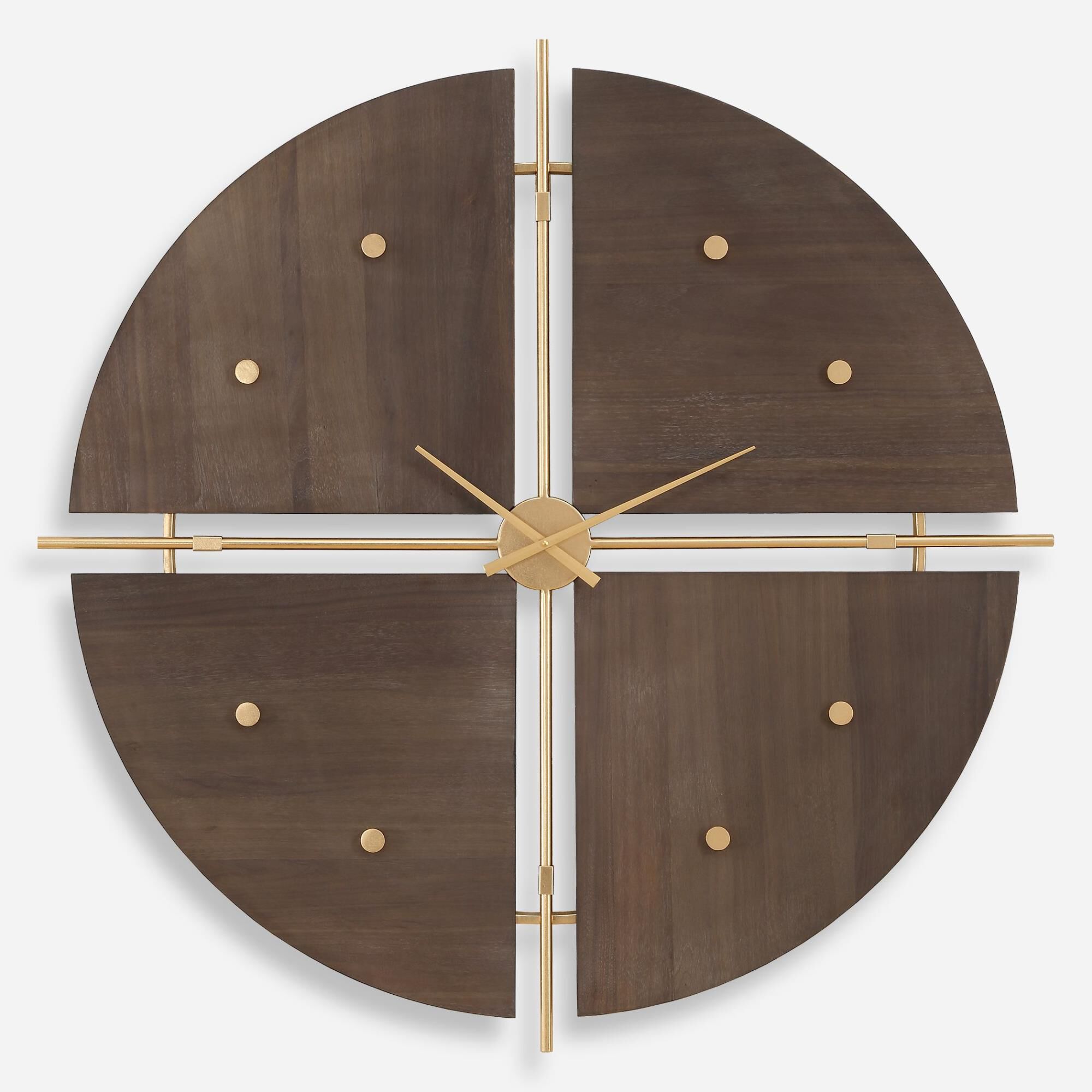 Shown in This Unique Clock Is A Harmonious Blend Of Form And Function, Divided Into Four Seamlessly Pieced Se finish