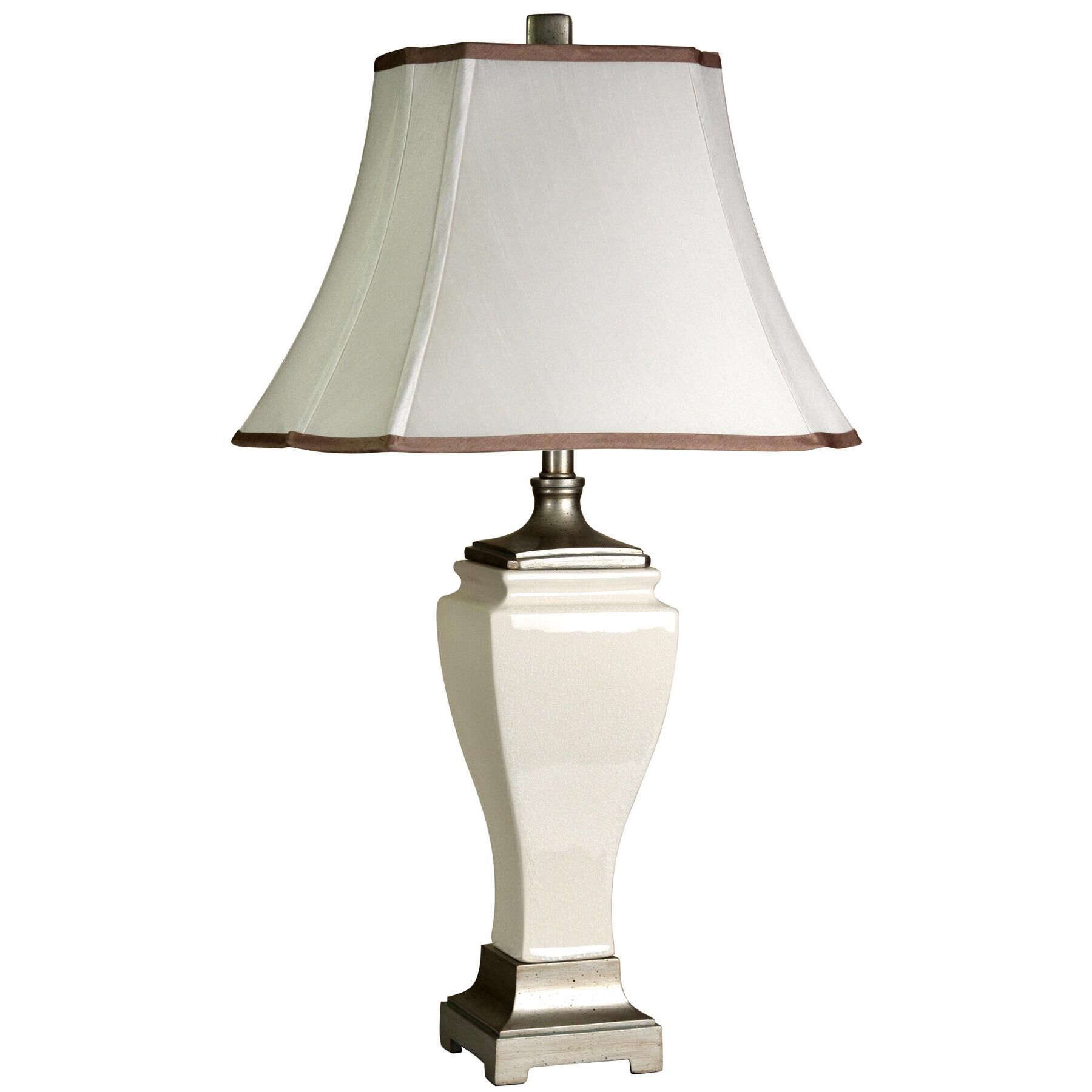 Shown in Cream Crackle finish and White Fabric shade