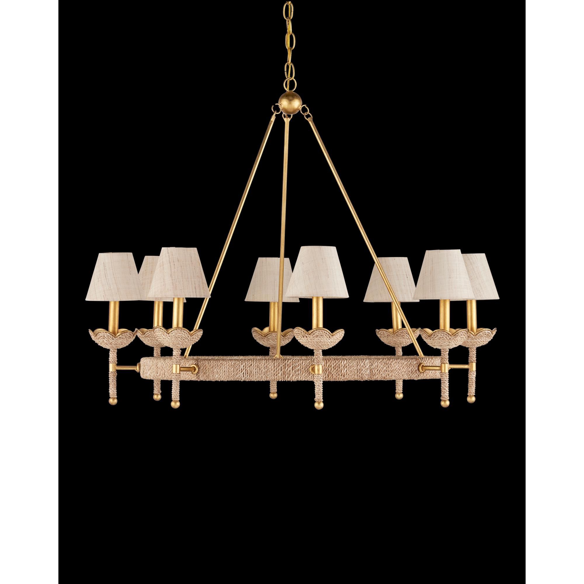 Shown in Natural, Contemporary Gold Leaf and Contemporary Gold finish and Natural Linen shade