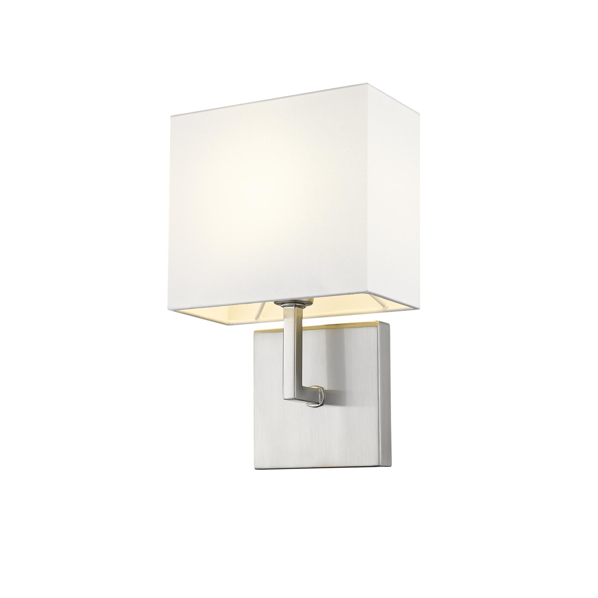 Shown in Brushed Nickel finish and Fabric glass and Fabric shade