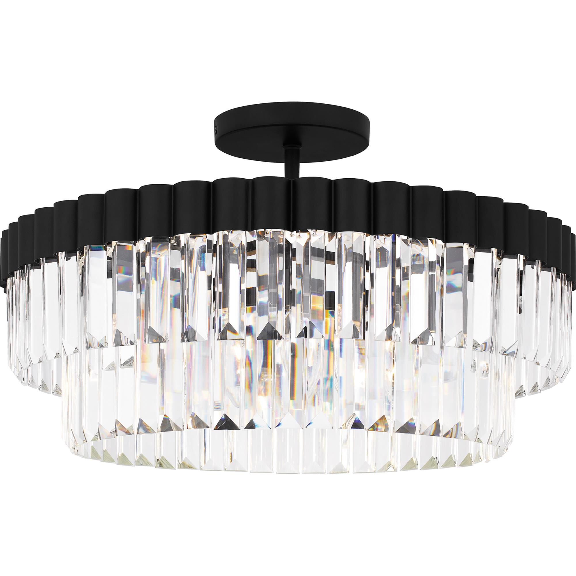 Shown in Matte Black finish and Clear Crystal Glass , Clear Crystal Glass Drop shade