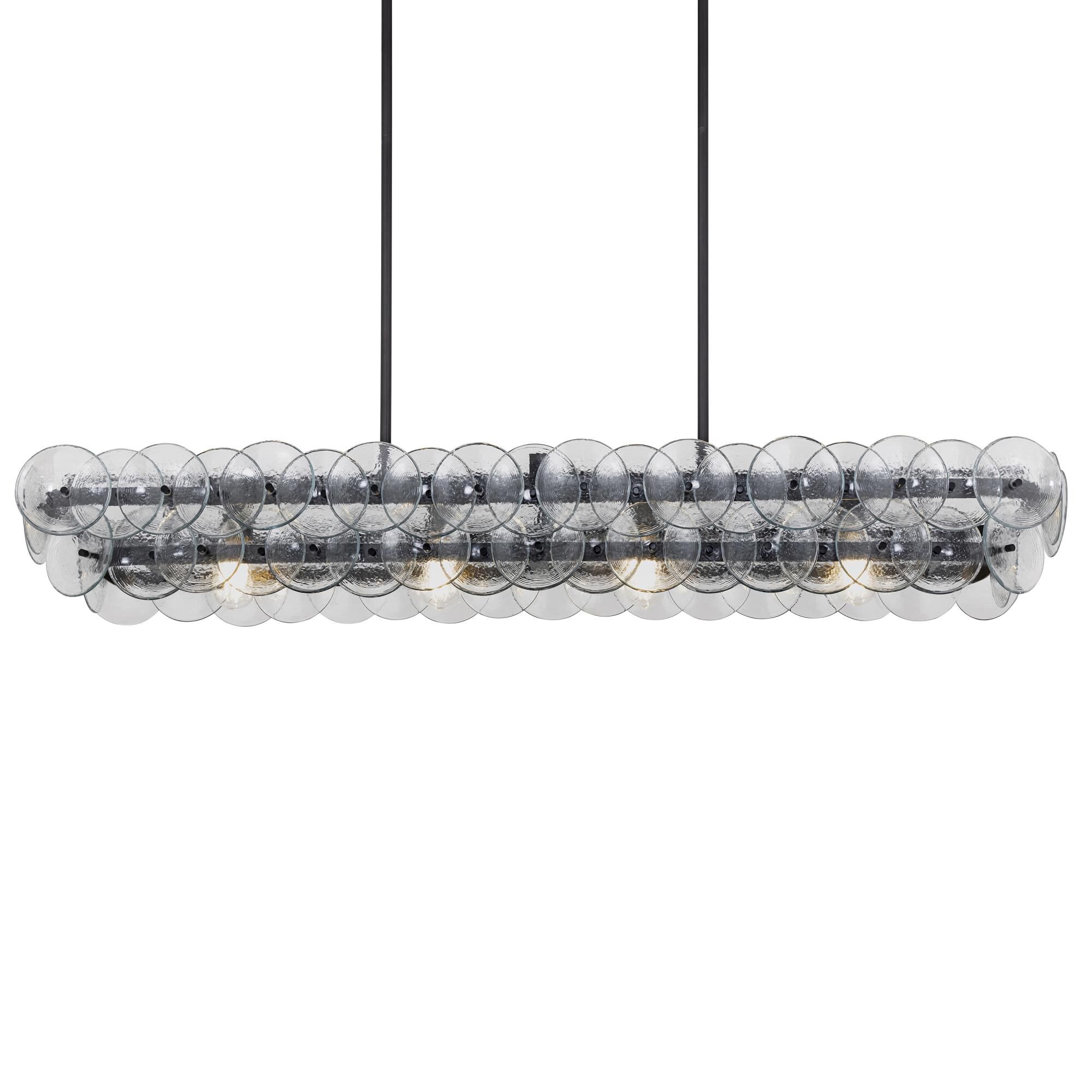 Shown in Gunmetal finish and Textured Clear glass and Recycled Glass shade