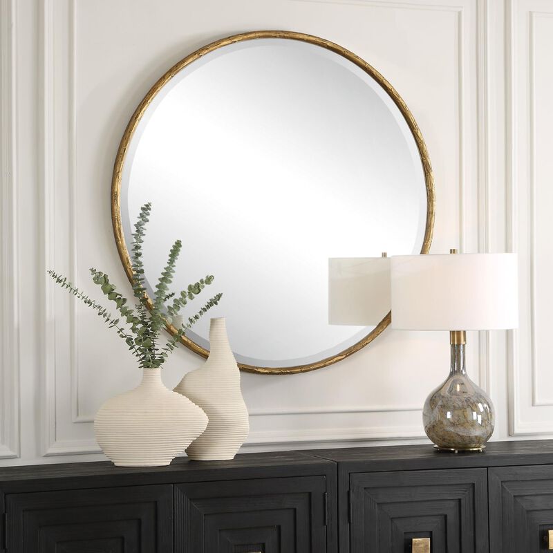 Uttermost Sutton Aged Gold Round Mirror Decorative Mirrors by Uttermost