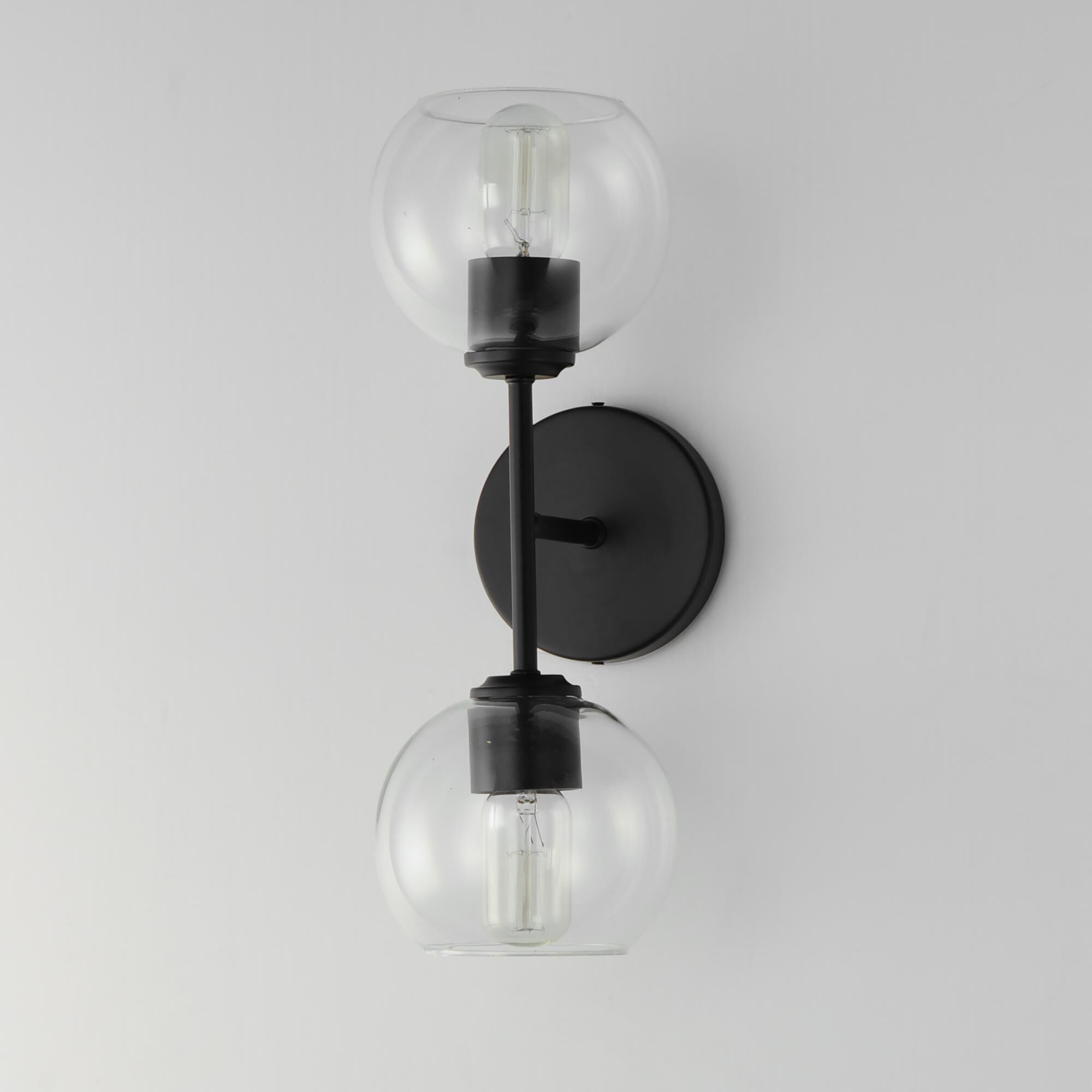 Shown in Black finish and Clear glass and Glass shade