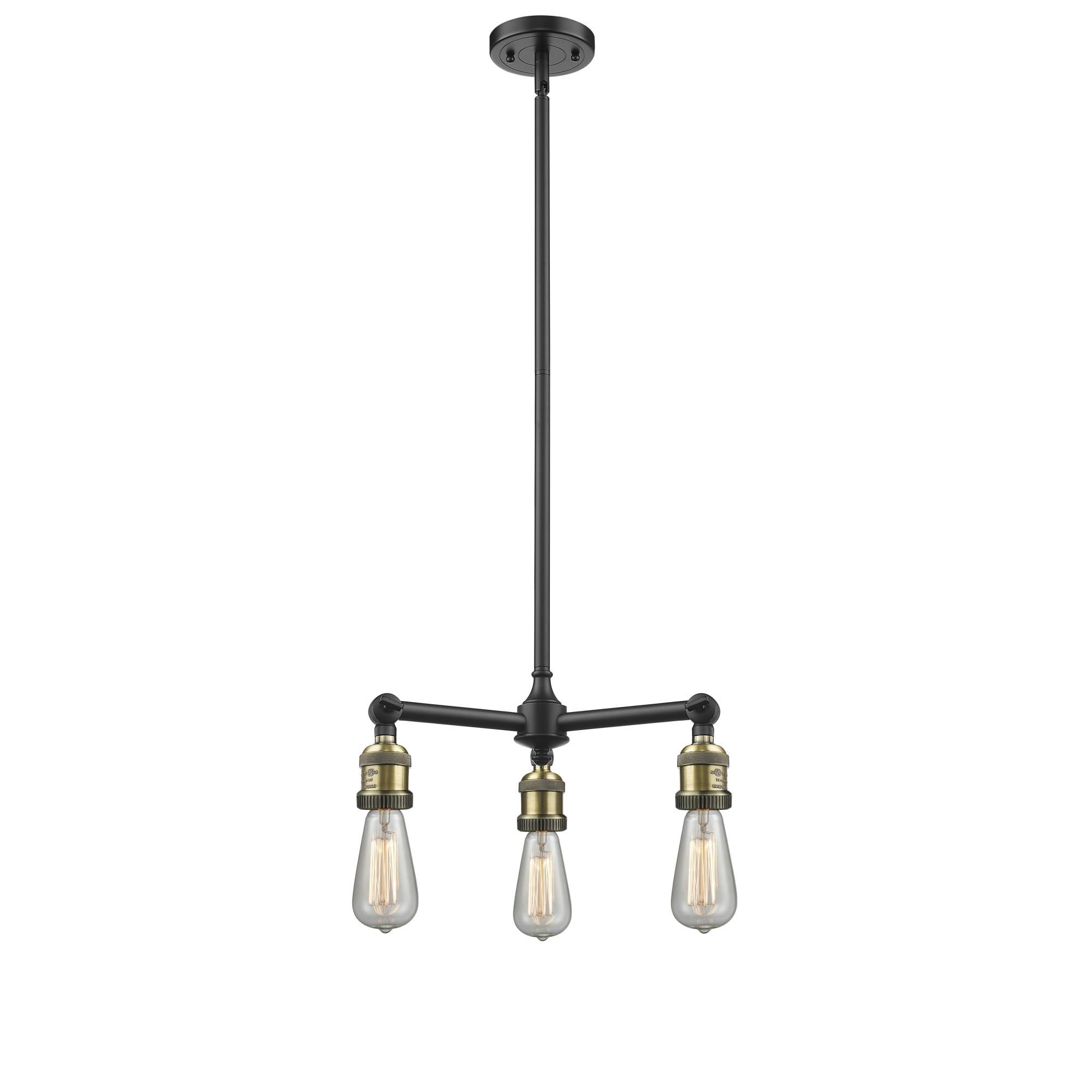 Bruno Marashlian Bare Bulb 15 Inch 3 Light Mini Chandelier,