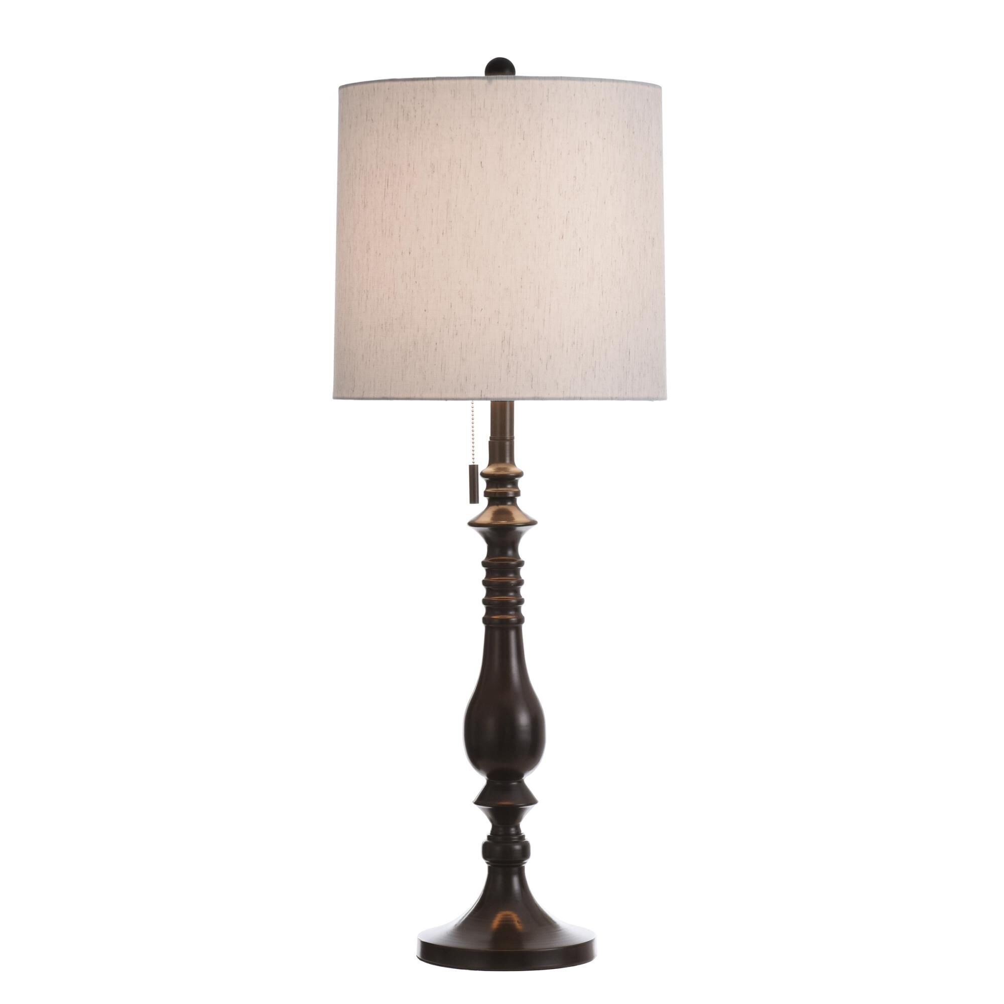 Shown in Oil Rubbed Bronze, Black, Off White finish and White Polyester Fabric shade