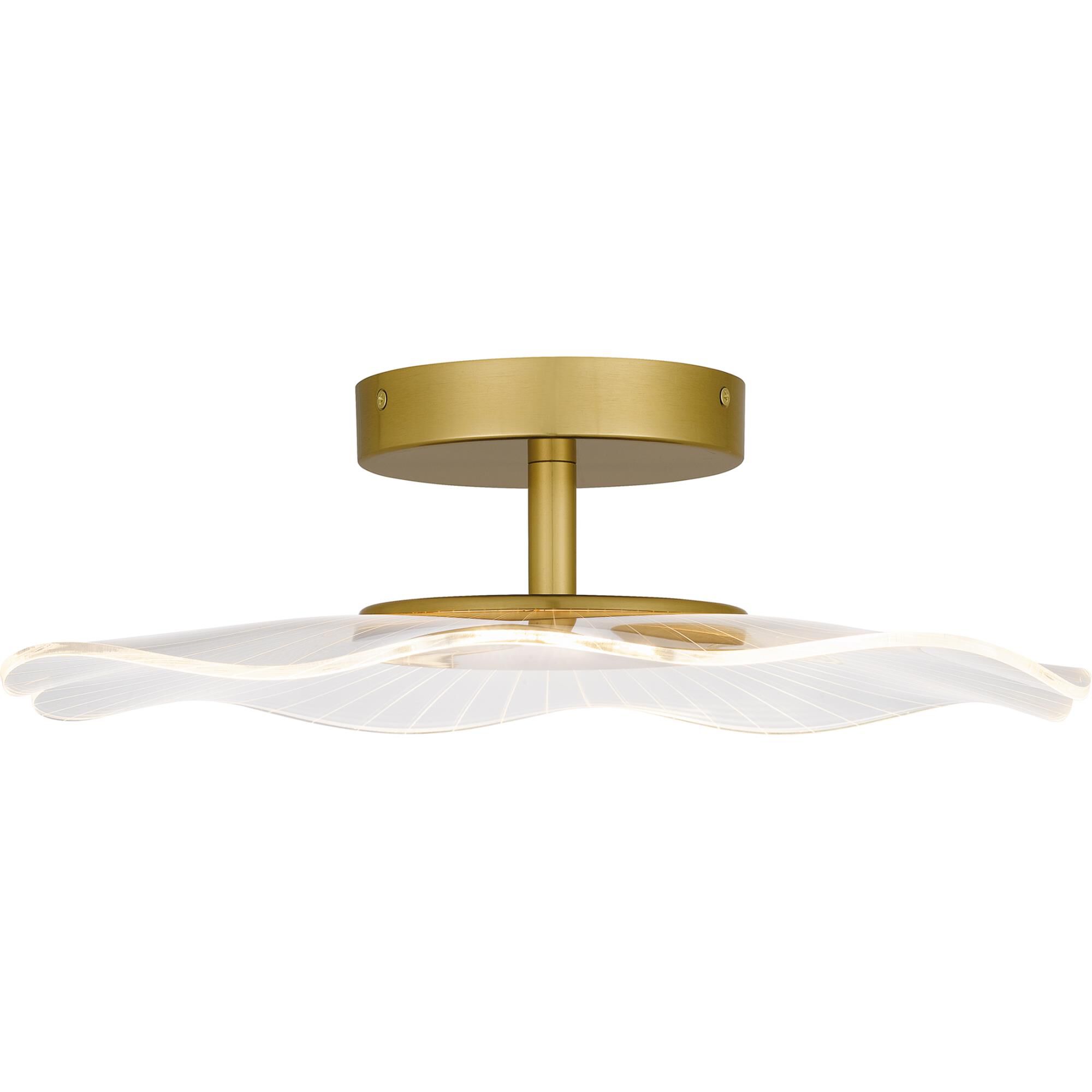 Shown in Brushed Gold finish and Clear Acrylic shade