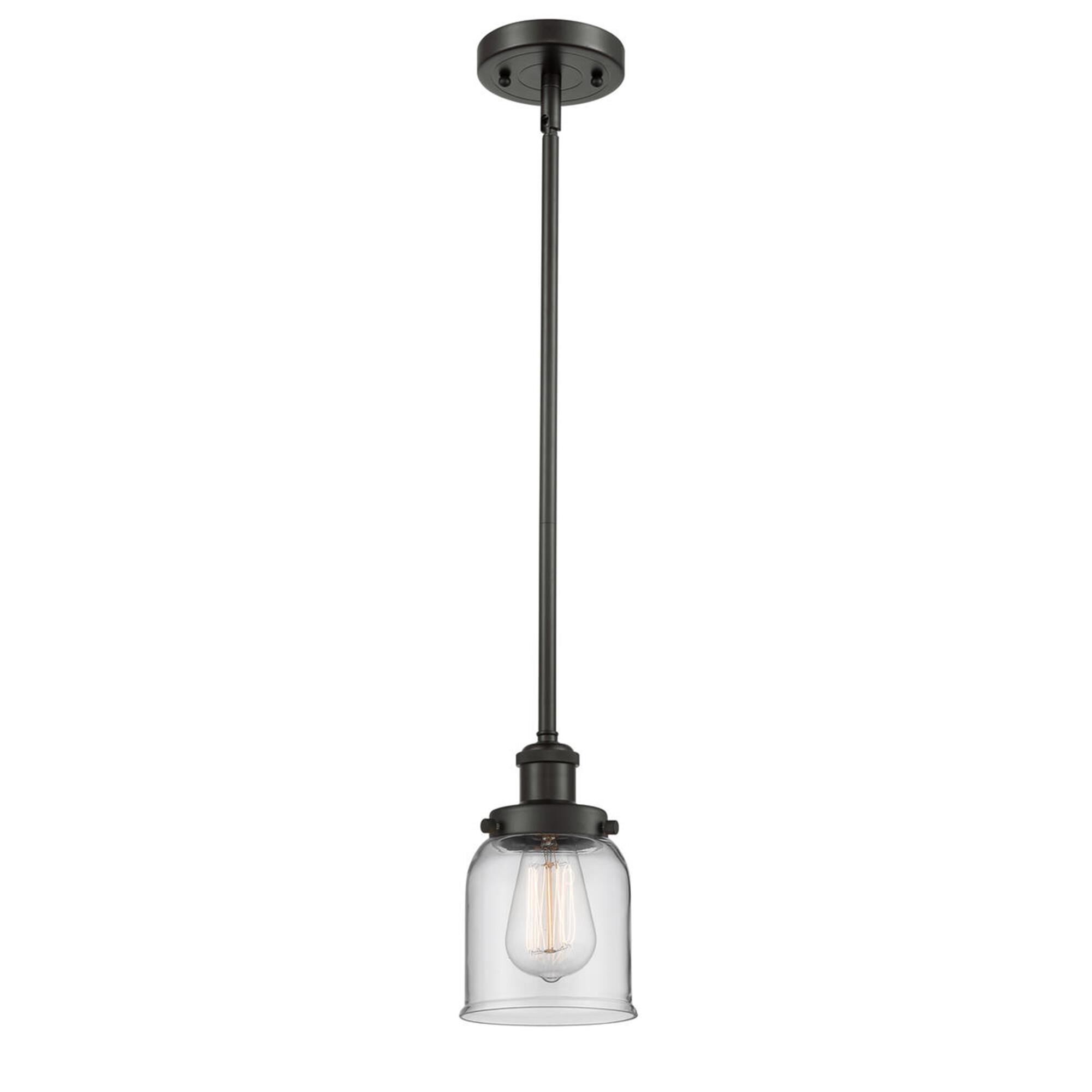 Shown in Oil Rubbed Bronze finish and Clear Small Bell glass and None shade