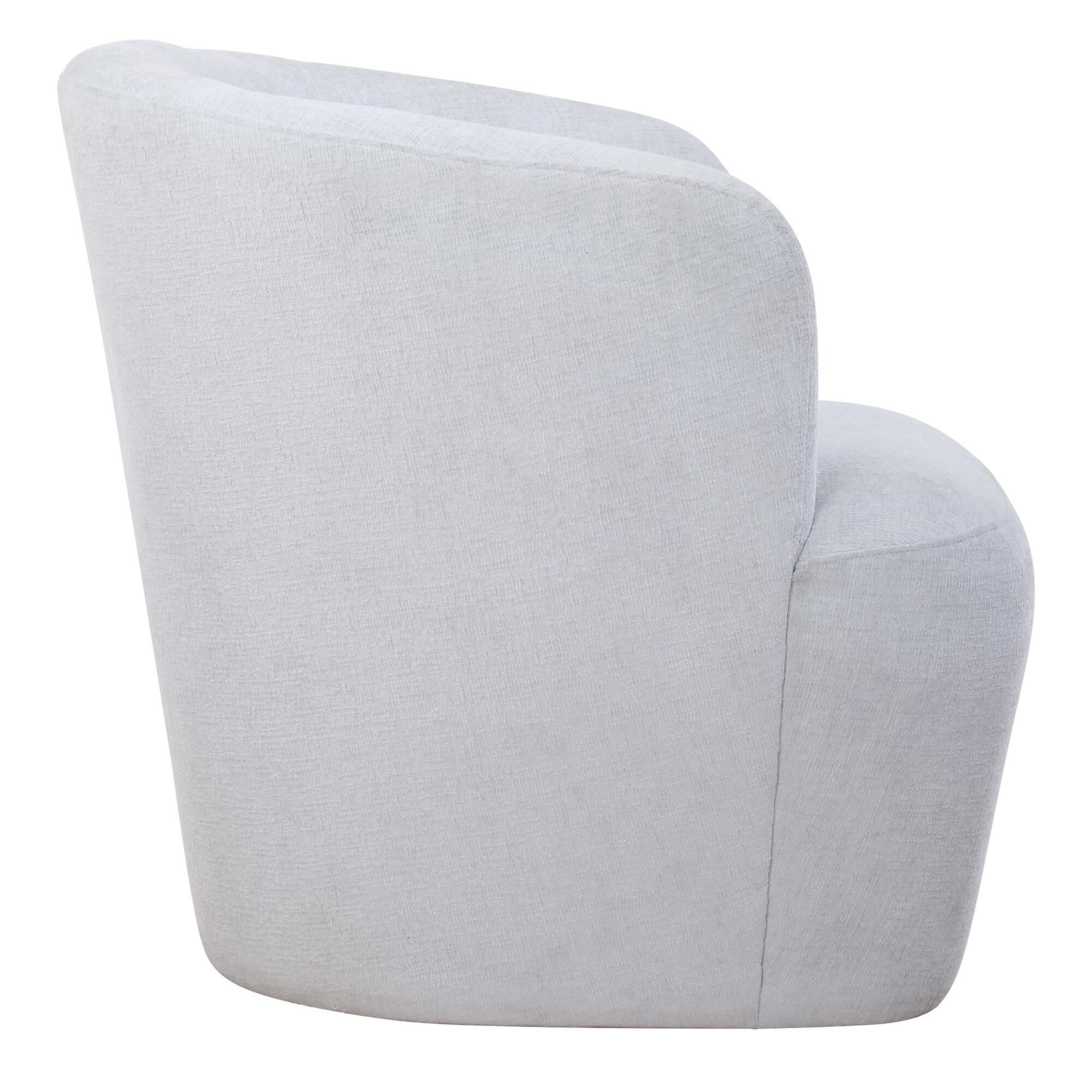 Shown in An Airy And Inviting Barrel Style Swivel Chair, Tailored In A Finely Textured, Cleanable Polyester W finish